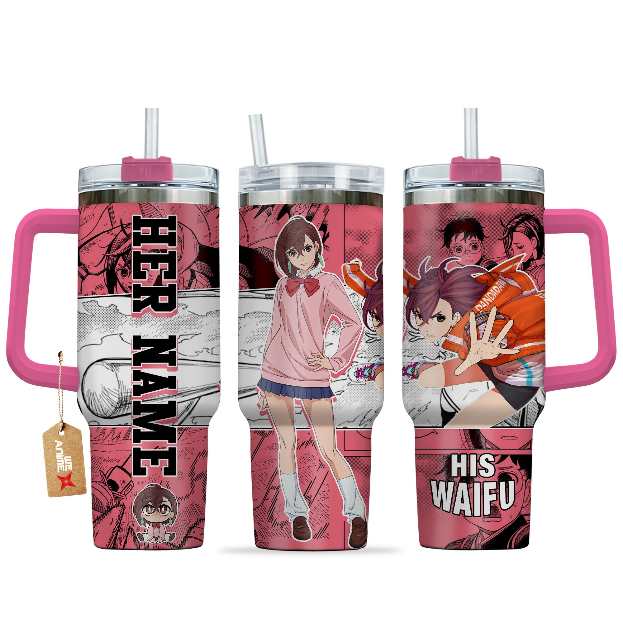 Momo Ayase Dandadan Anime Custom Stanley Quencher 40oz Stainless Steel Tumbler With Handle