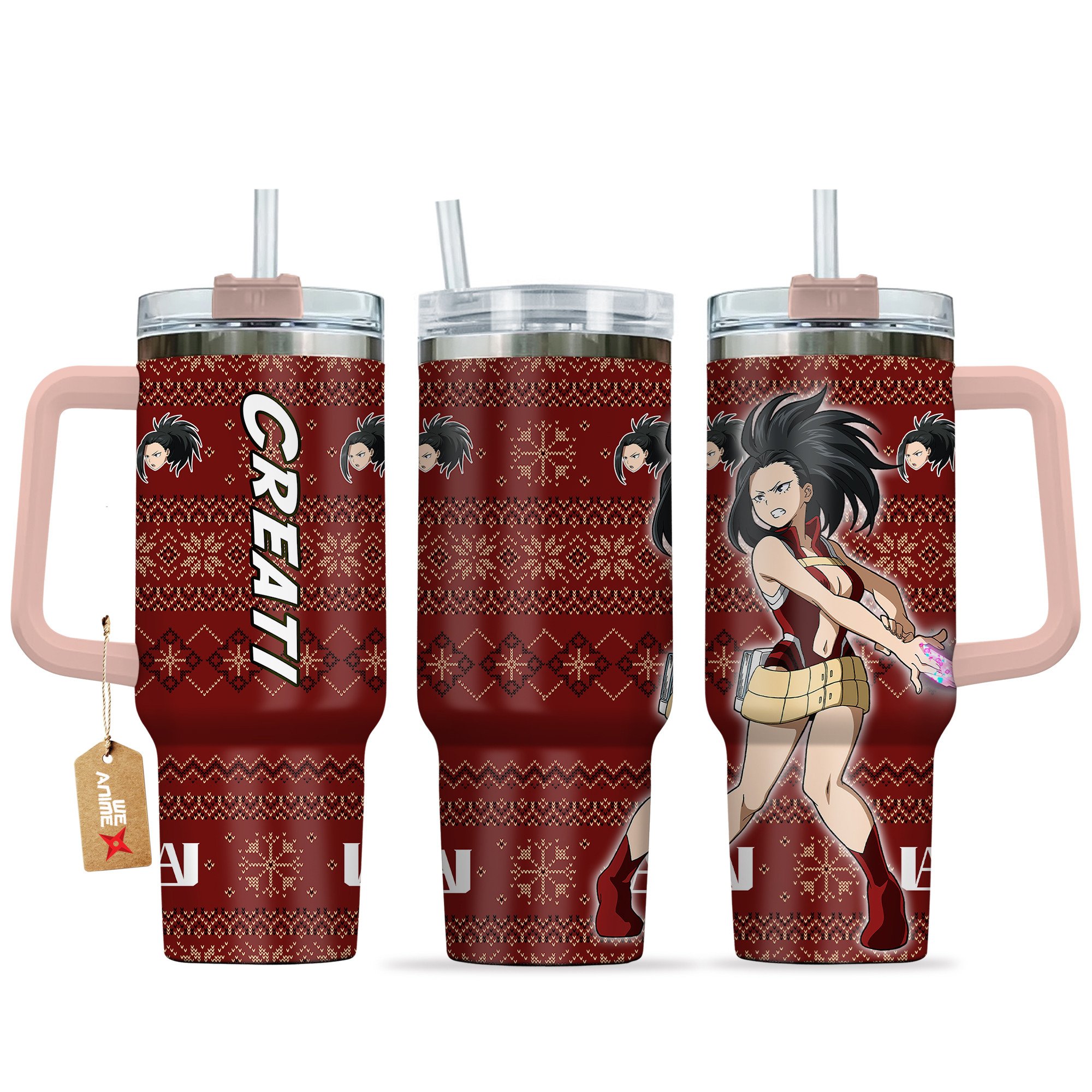 Momo Yaoyorozu My Hero Academia Anime Custom Stanley Quencher 40oz Stainless Steel Tumbler With Handle