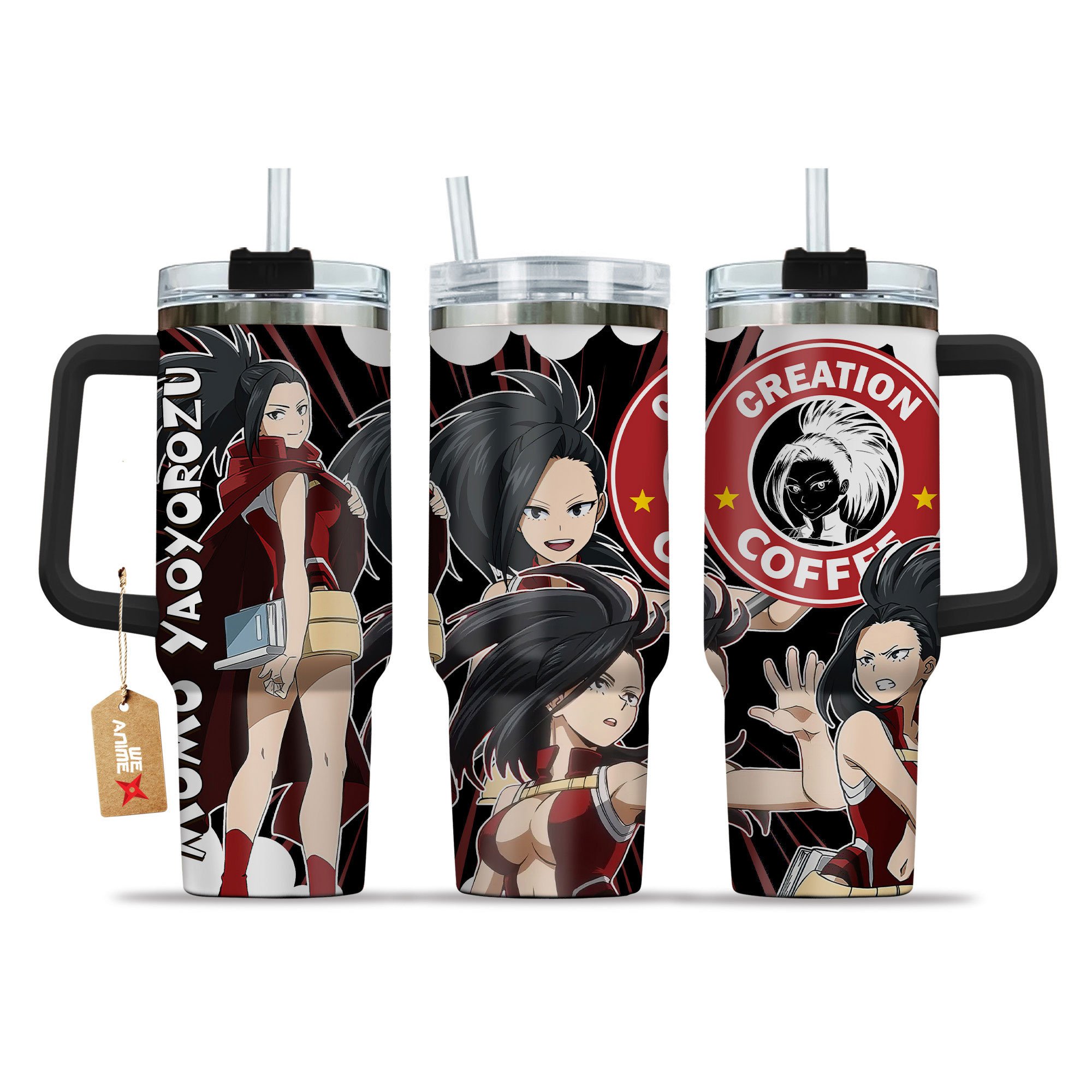 Momo Yaoyorozu My Hero Academia Anime Custom Stanley Quencher 40oz Stainless Steel Tumbler With Handle