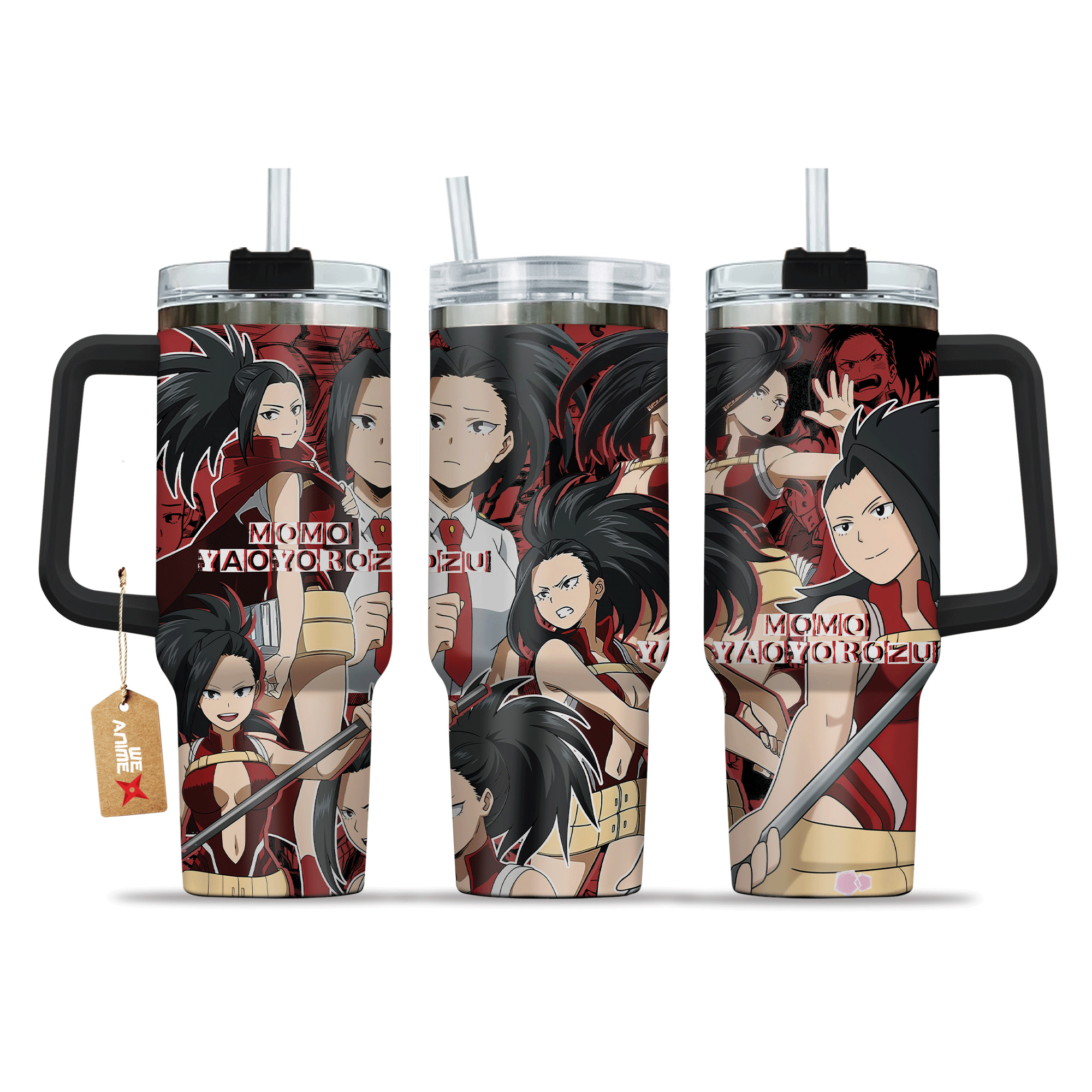 Momo Yaoyorozu My Hero Academia Anime Custom Stanley Quencher 40oz Stainless Steel Tumbler With Handle