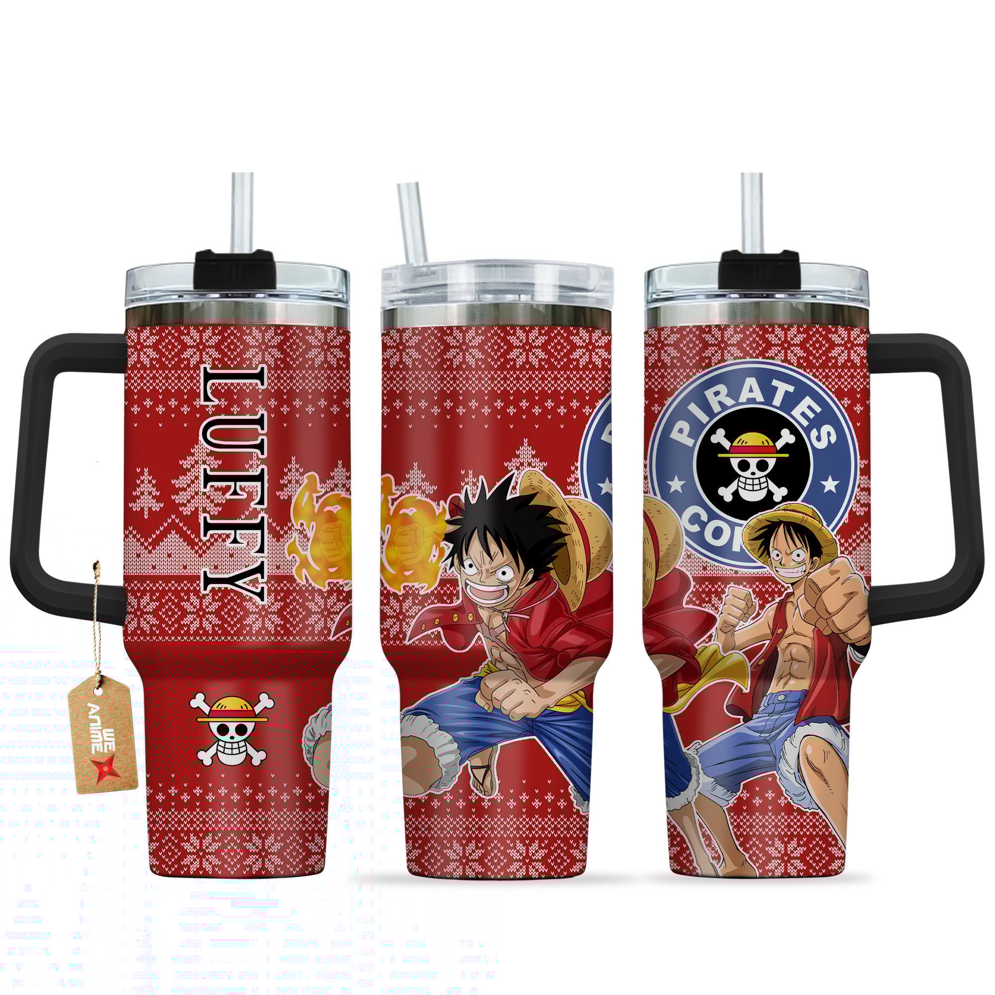 Monkey D. Luffy One Piece Anime Custom Stanley Quencher 40oz Stainless Steel Tumbler With Handle