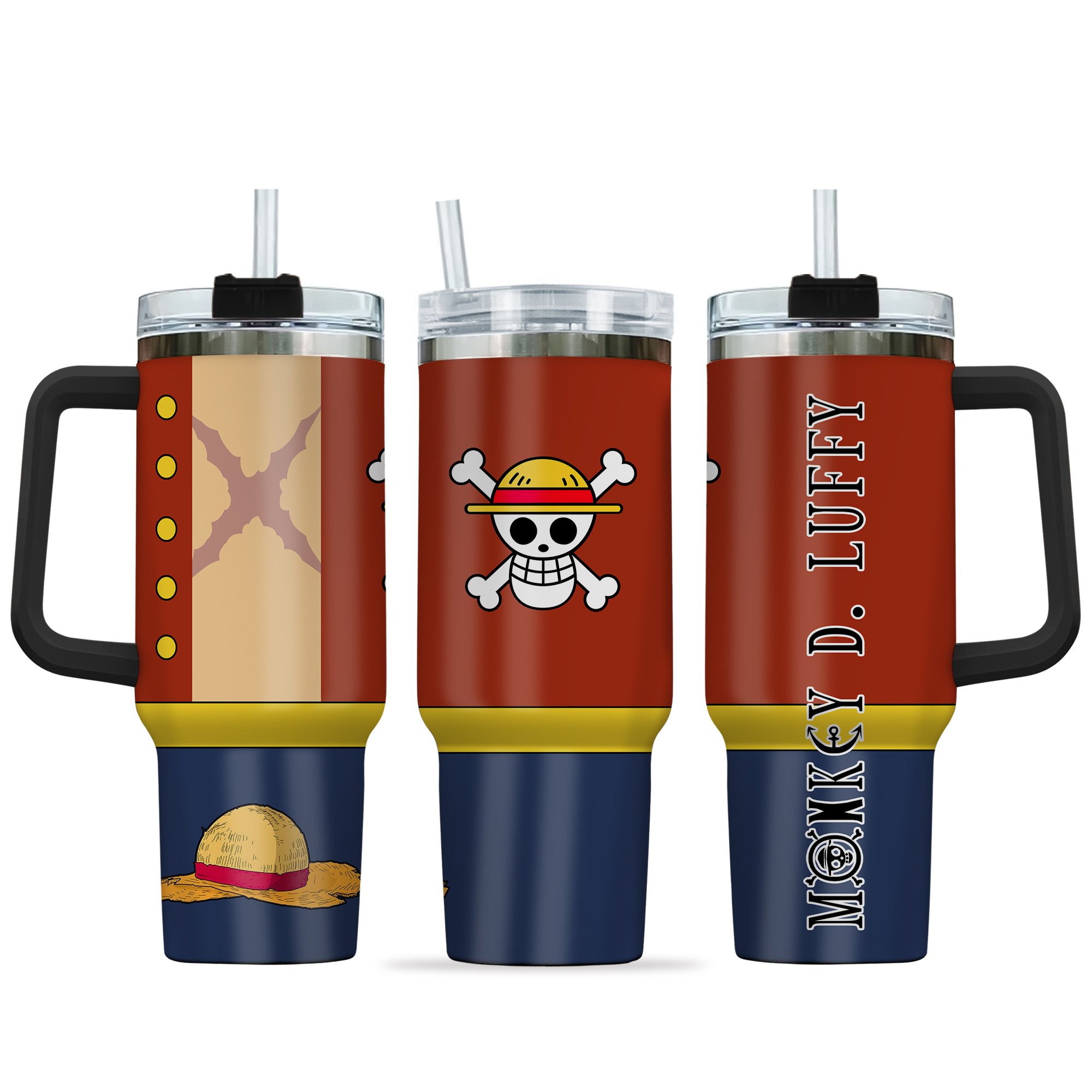 Monkey D. Luffy One Piece Anime Custom Stanley Quencher 40oz Stainless Steel Tumbler With Handle