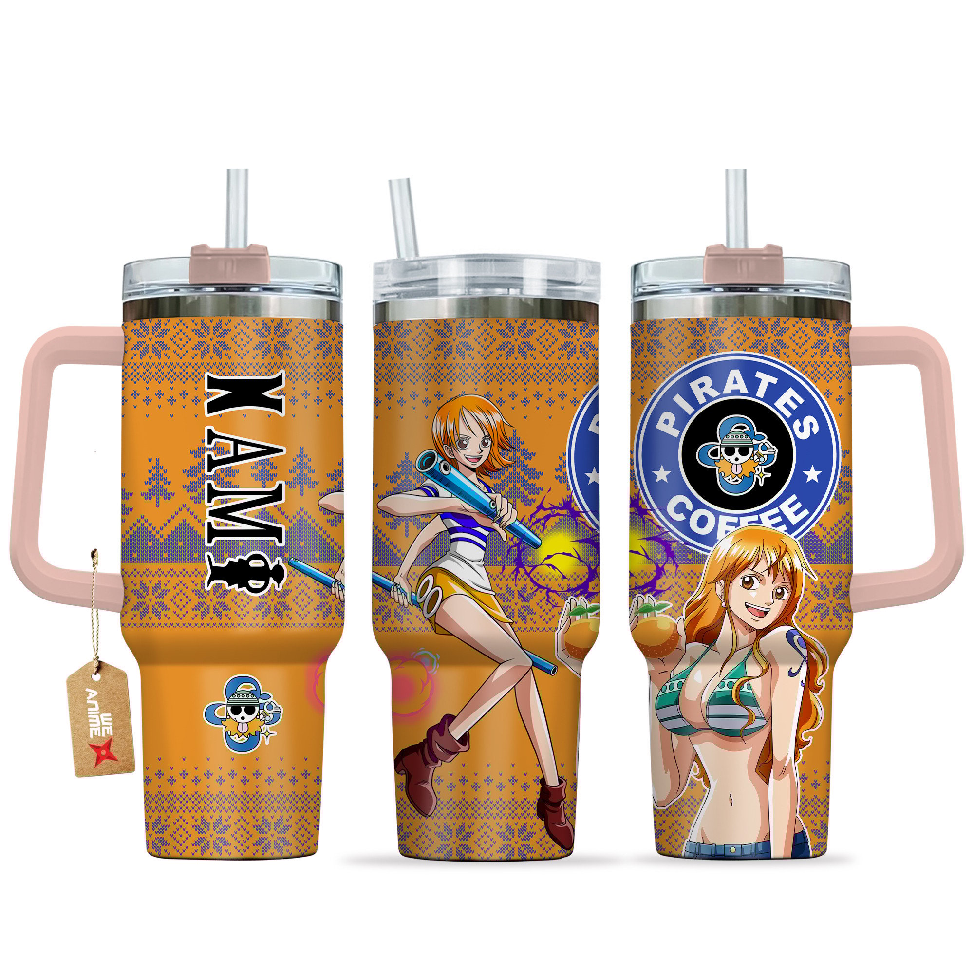 Nami One Piece Anime Custom Stanley Quencher 40oz Stainless Steel Tumbler With Handle