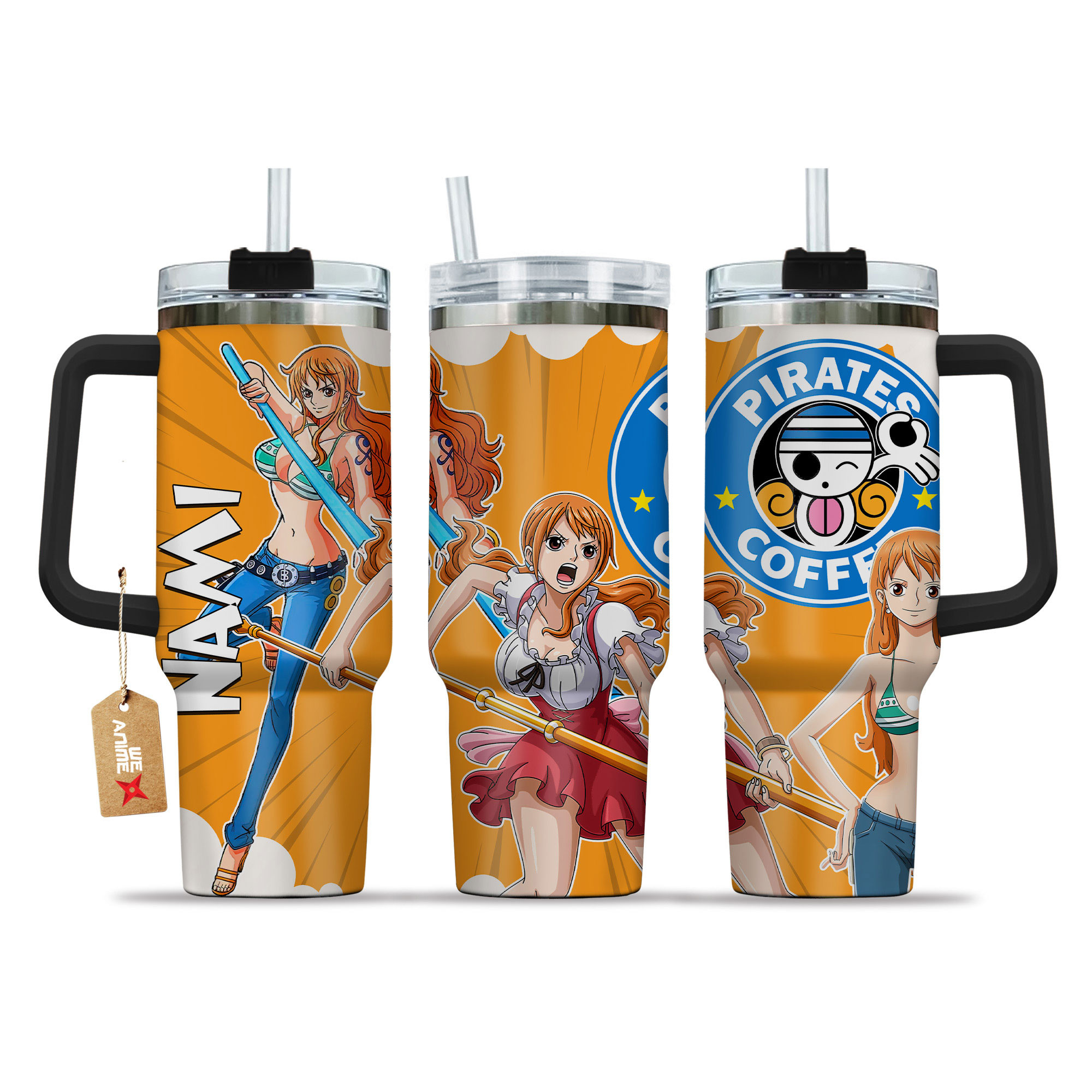 Nami One Piece Anime Custom Stanley Quencher 40oz Stainless Steel Tumbler With Handle