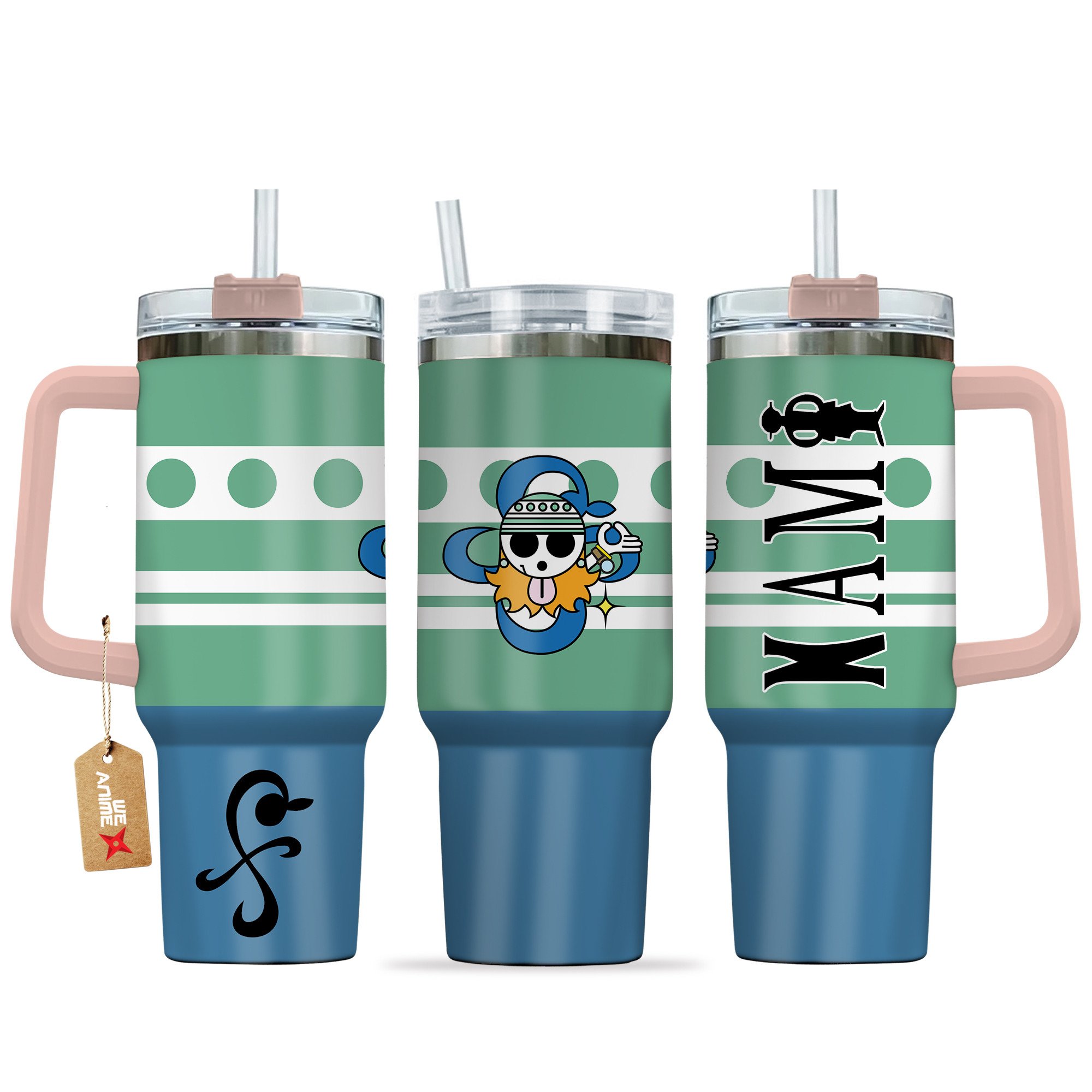 Nami One Piece Anime Custom Stanley Quencher 40oz Stainless Steel Tumbler With Handle