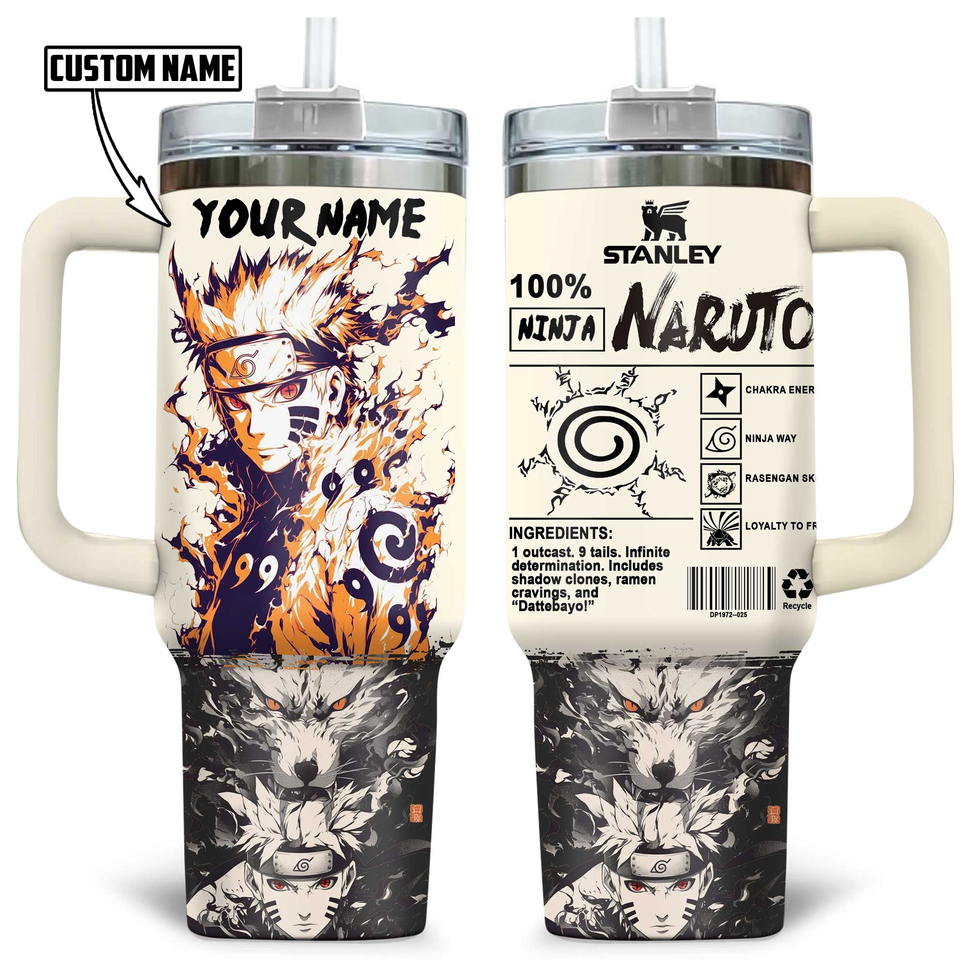 Naruto Anime Custom Stanley Quencher 40oz Stainless Steel Tumbler With Handle