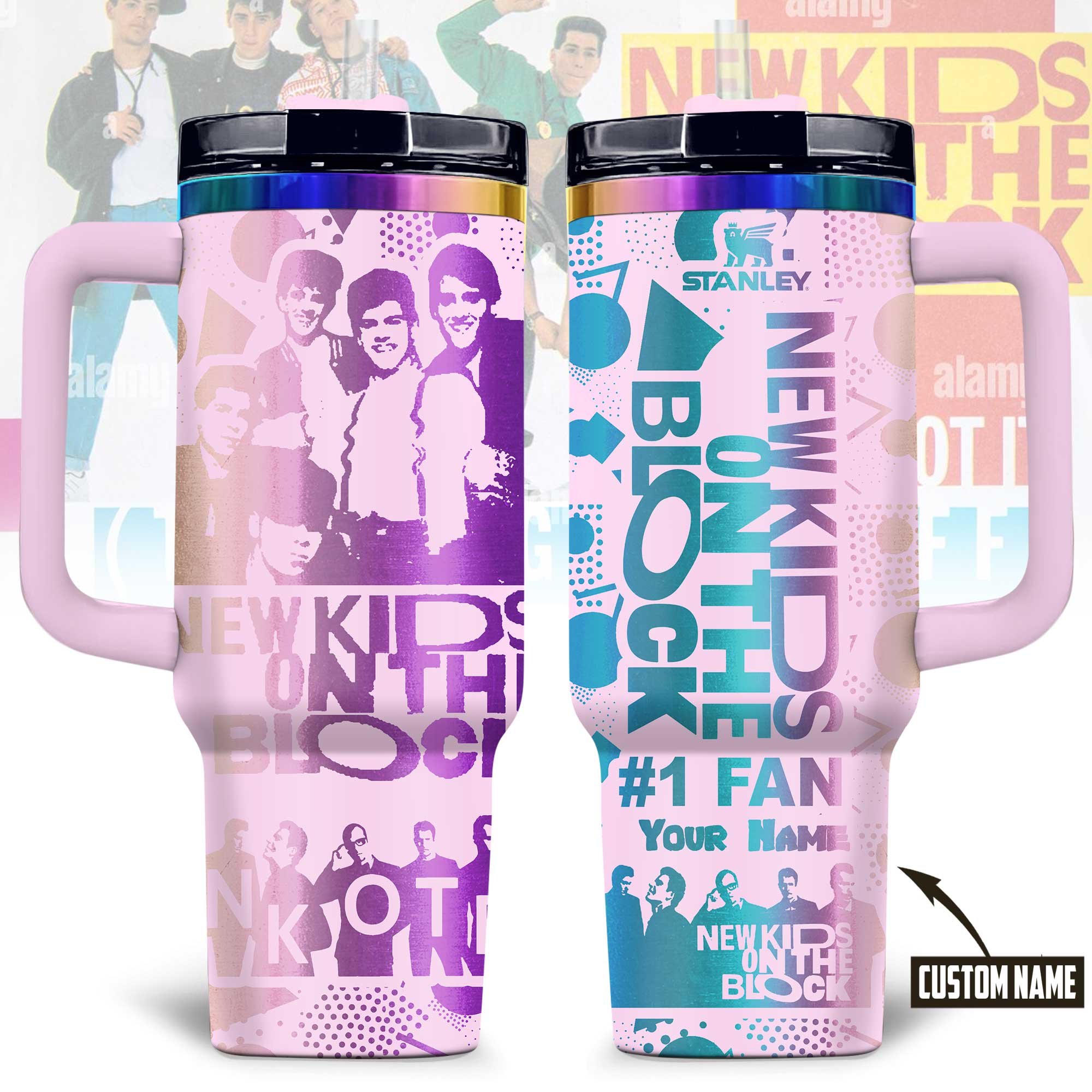 New Kids on the Block Music Custom Stanley Quencher 40oz Stainless Steel Tumbler With Handle