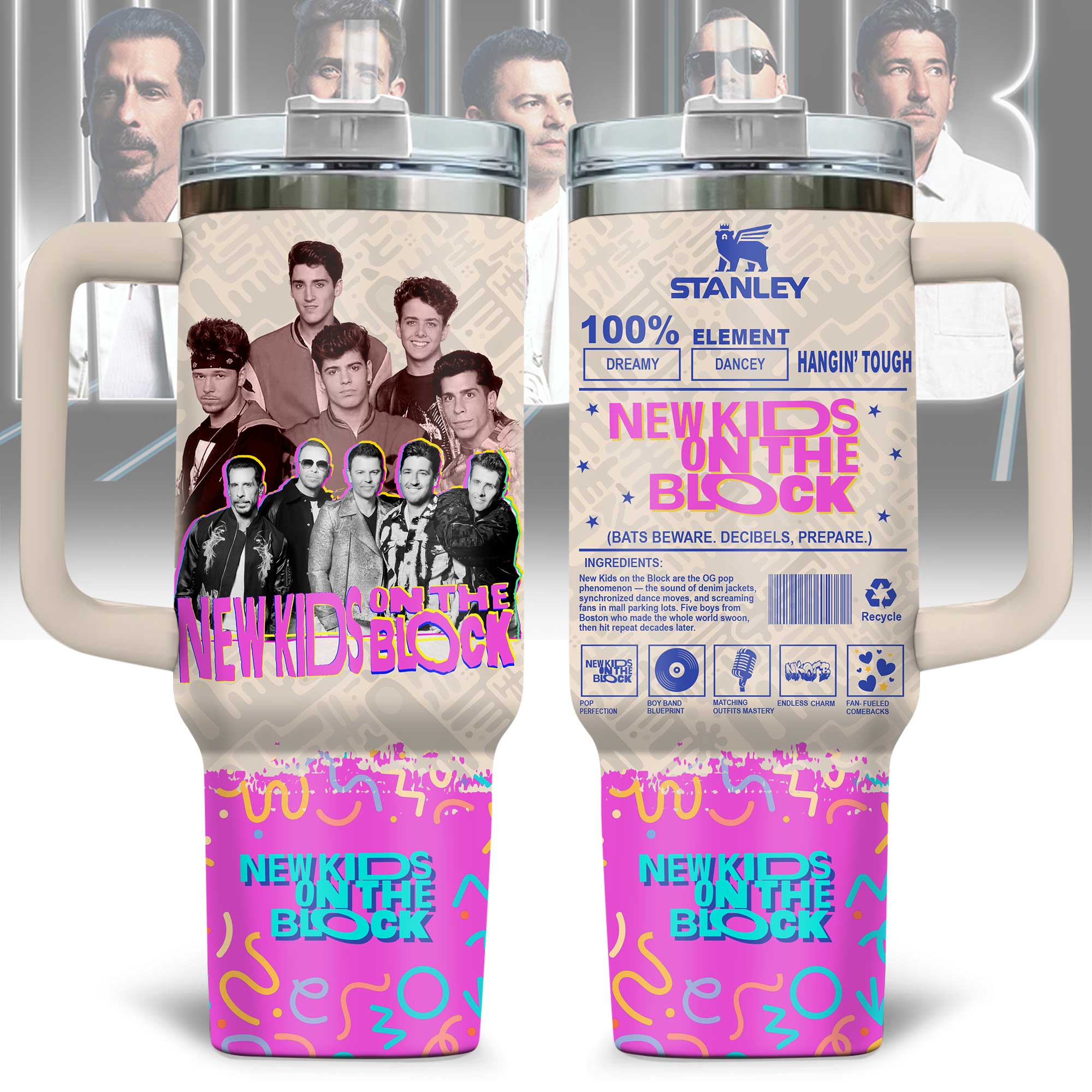 New Kids on the Block Music Custom Stanley Quencher 40oz Stainless Steel Tumbler With Handle