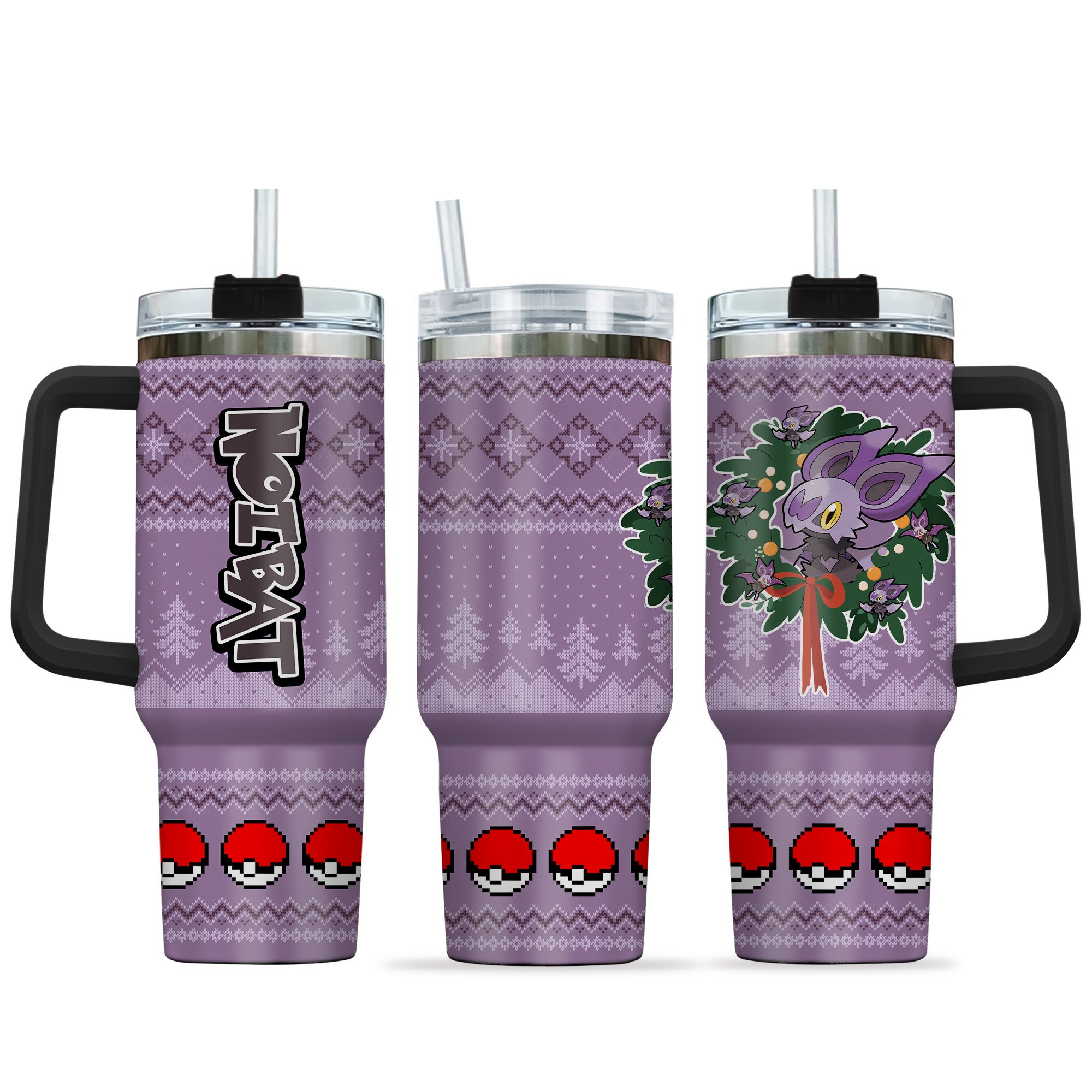 Noibat Pokemon Anime Custom Stanley Quencher 40oz Stainless Steel Tumbler With Handle