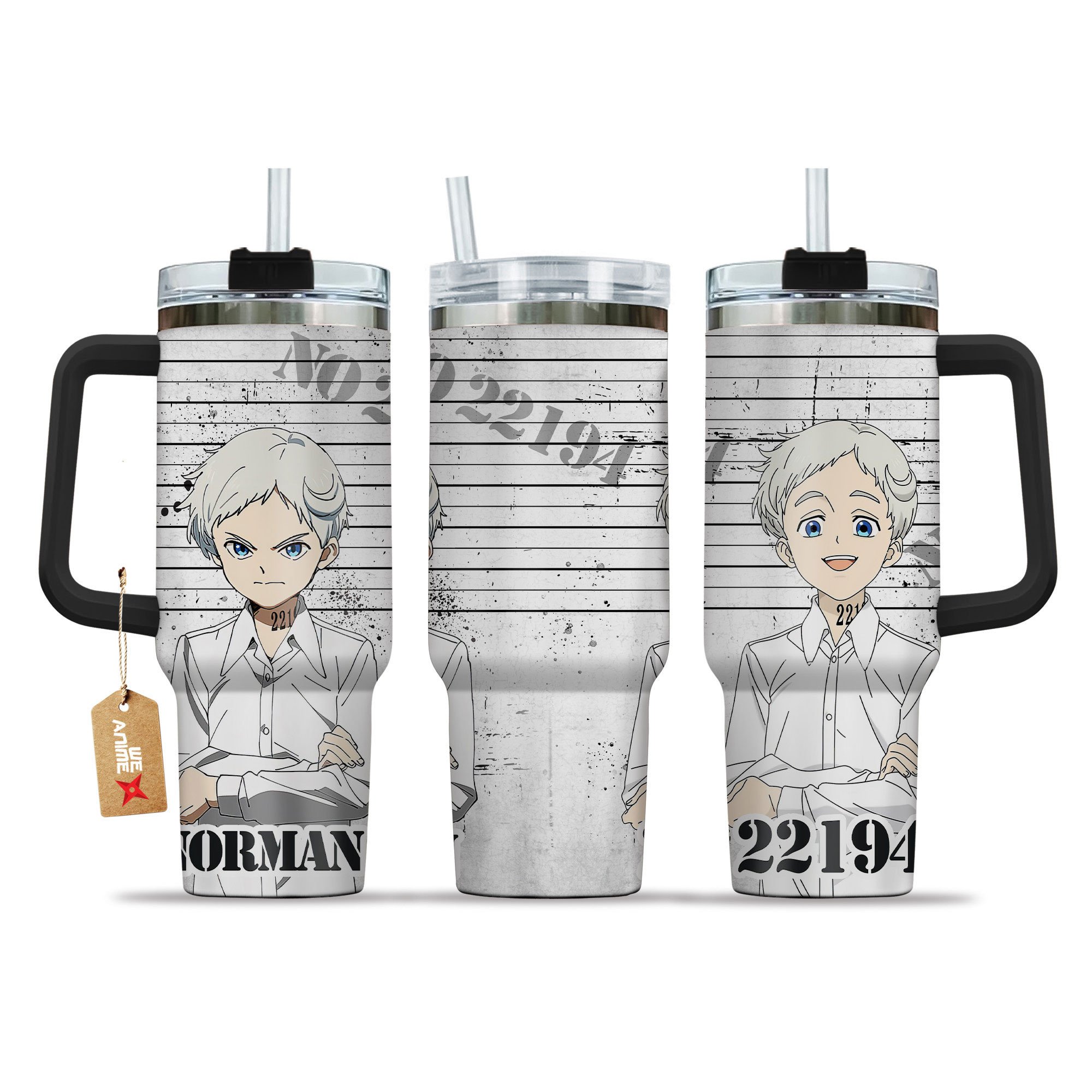 Norman The Promised Neverland Anime Custom Stanley Quencher 40oz Stainless Steel Tumbler With Handle