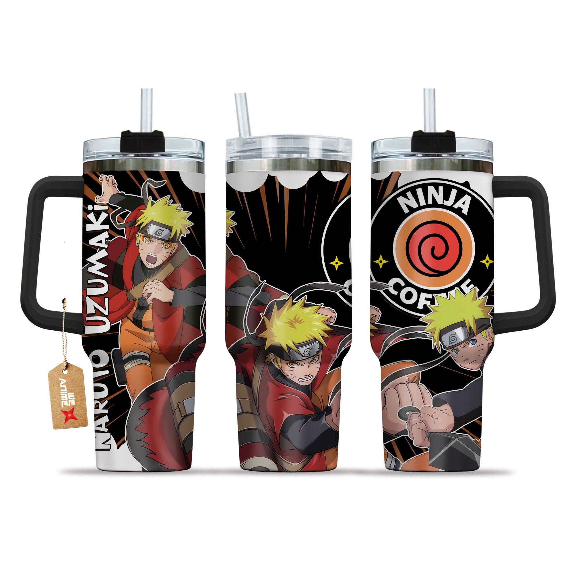 NRT Uzumaki Sage Naruto Anime Custom Stanley Quencher 40oz Stainless Steel Tumbler With Handle