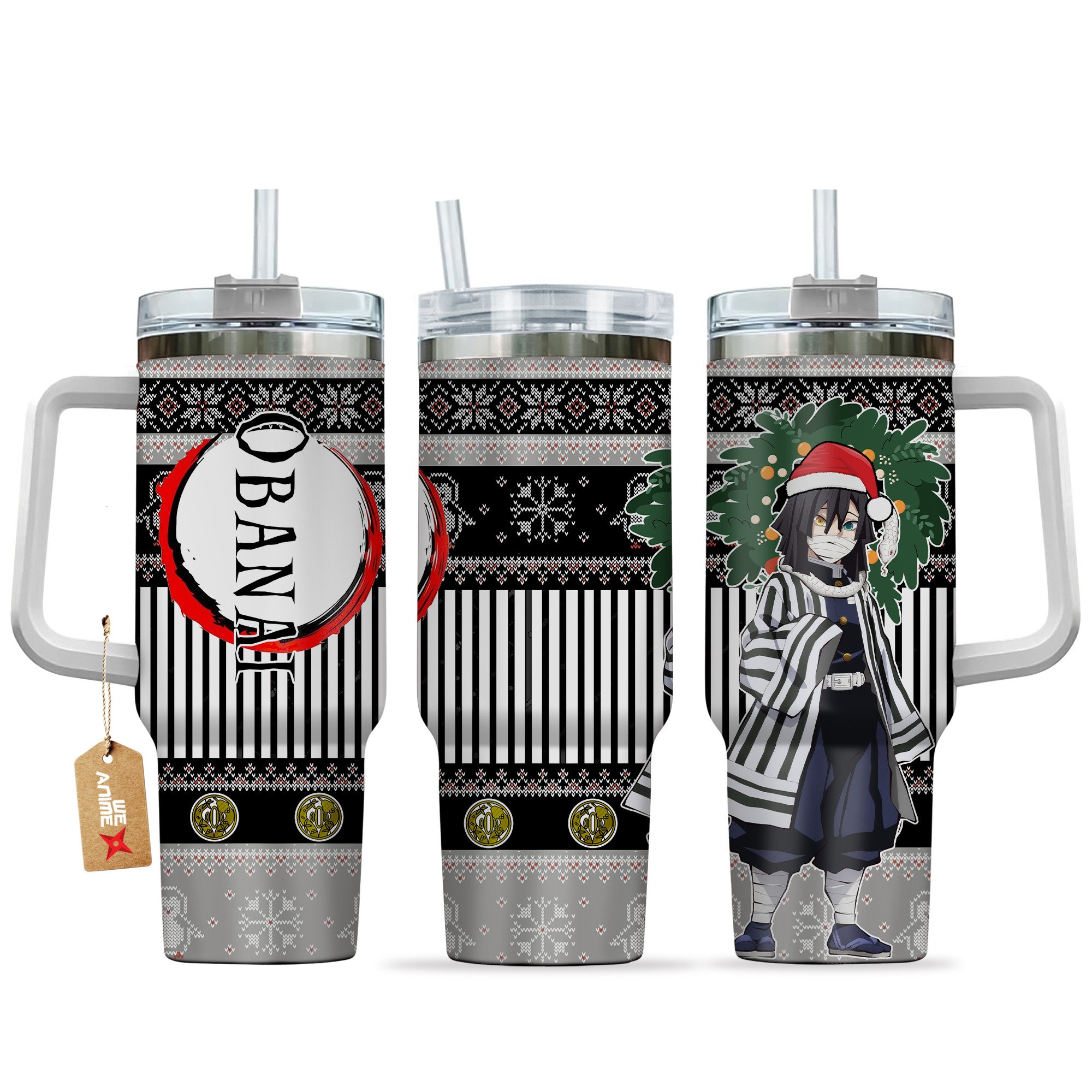 Obanai Iguro Demon Slayer Anime Custom Stanley Quencher 40oz Stainless Steel Tumbler With Handle