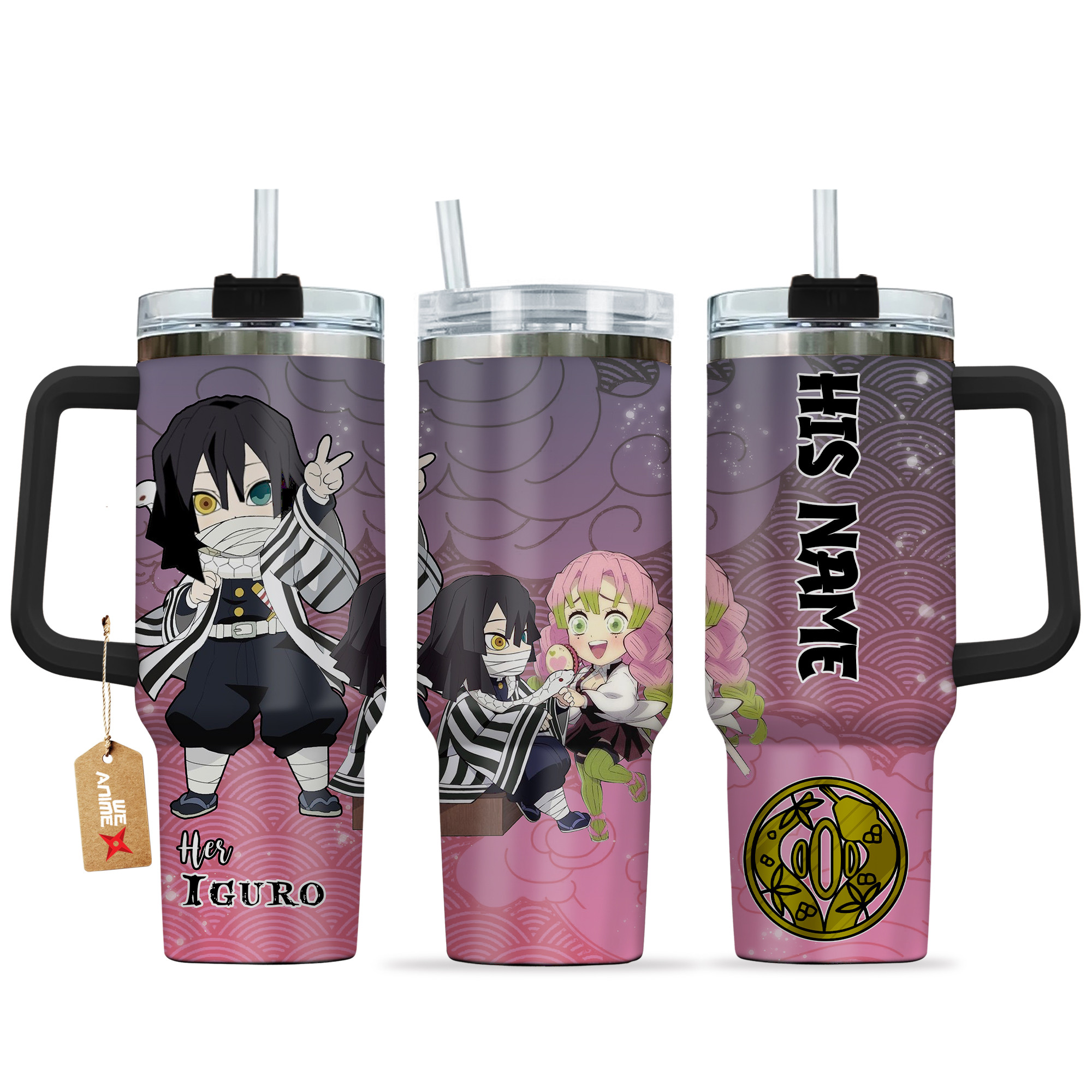 Obanai Iguro Demon Slayer Anime Valentine Custom Stanley Quencher 40oz Stainless Steel Tumbler With Handle