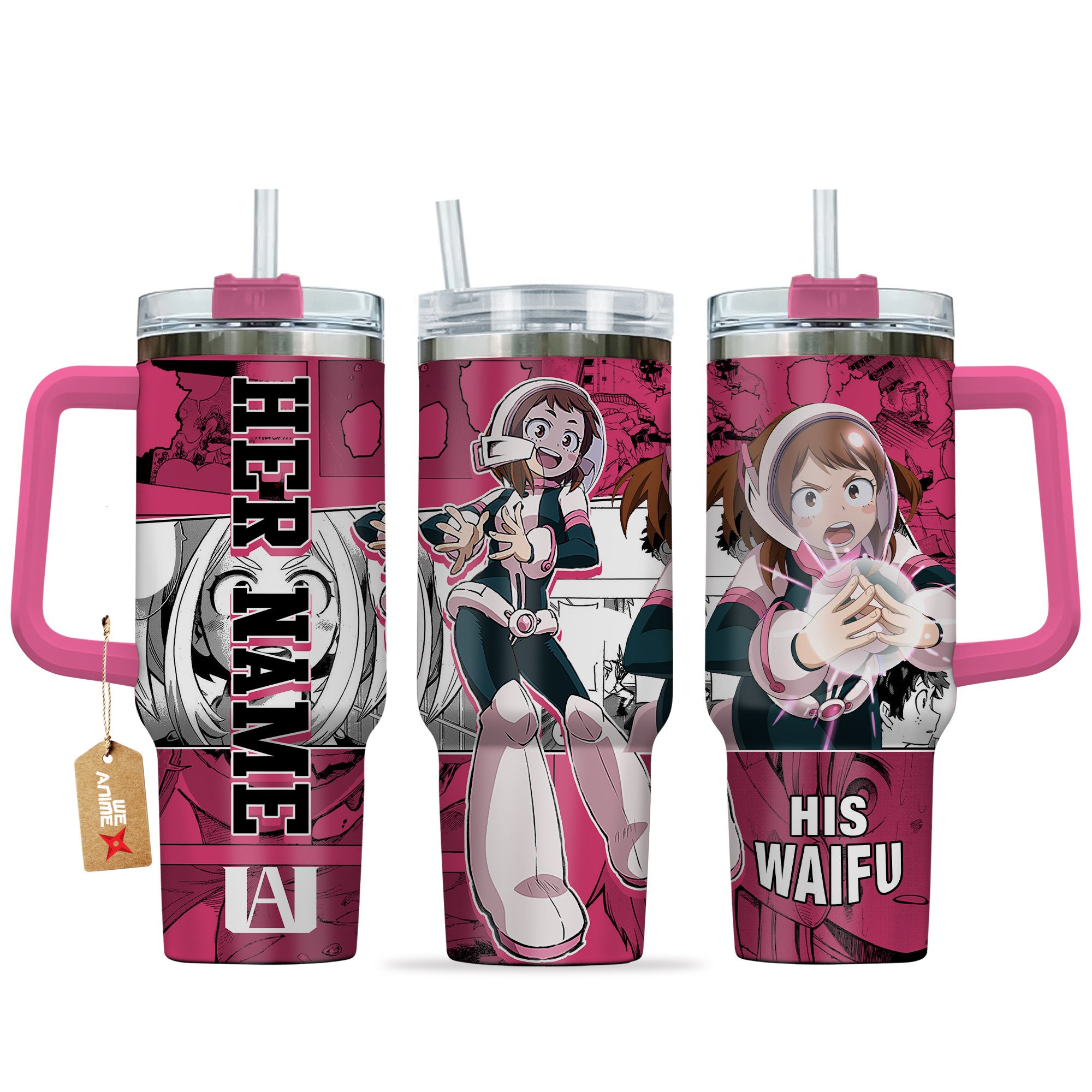 Ochaco Uraraka My Hero Academia Anime Custom Stanley Quencher 40oz Stainless Steel Tumbler With Handle