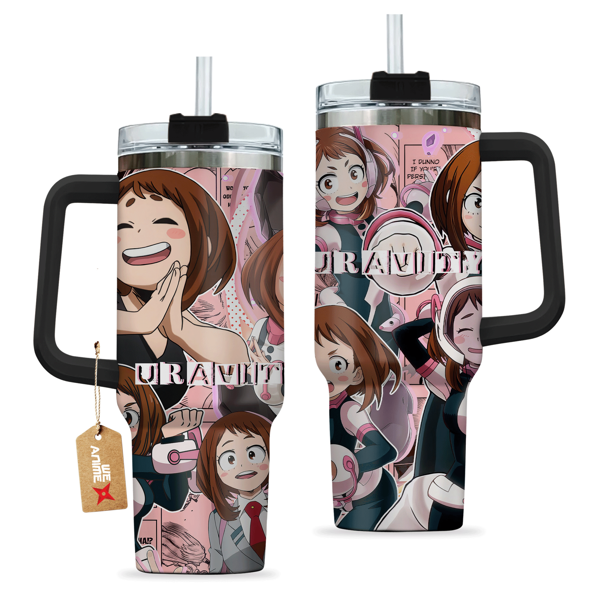 Ochako Uraraka Uravity My Hero Academia Anime Custom Stanley Quencher 40oz Stainless Steel Tumbler With Handle