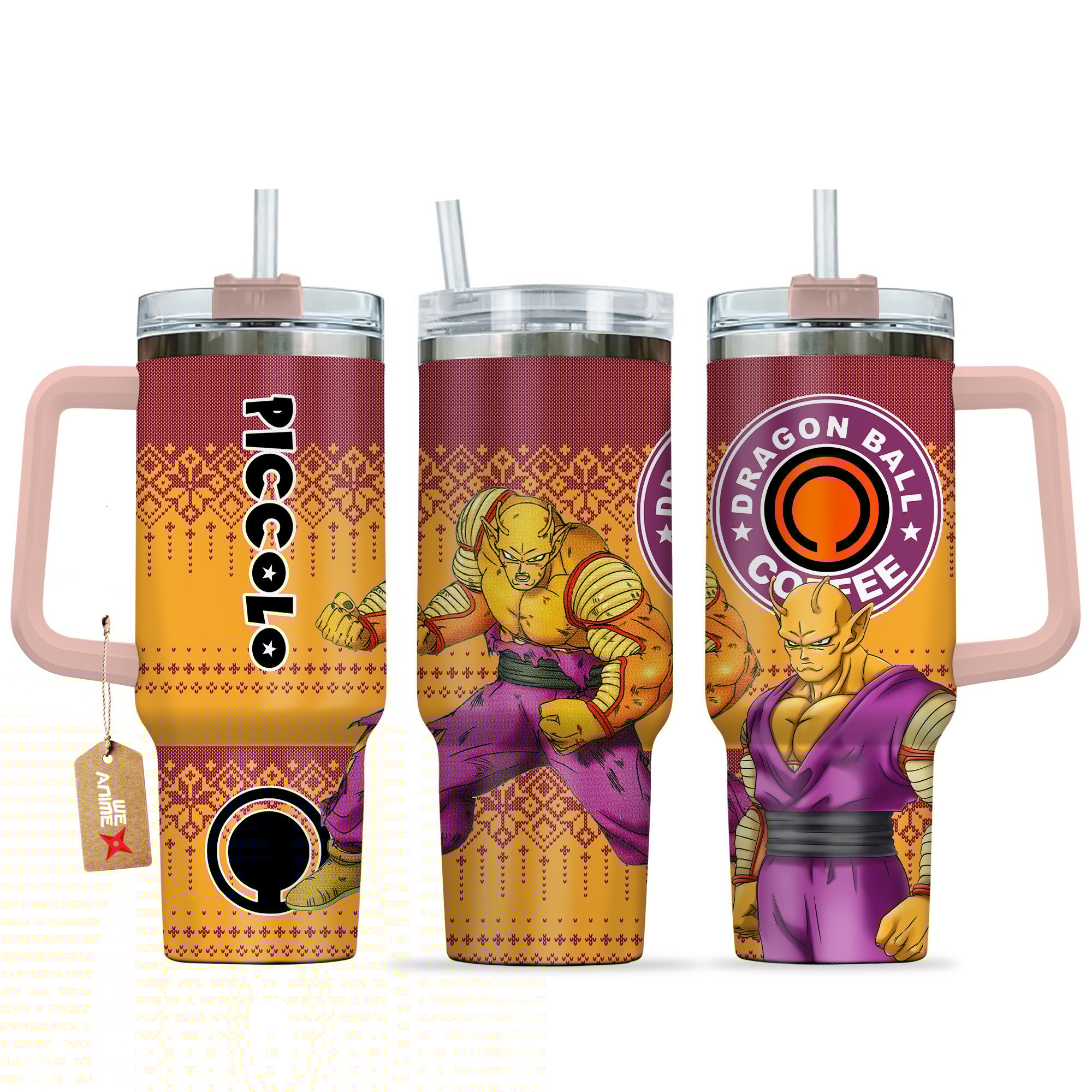 Orange Piccolo Dragon Ball Z Anime Custom Stanley Quencher 40oz Stainless Steel Tumbler With Handle
