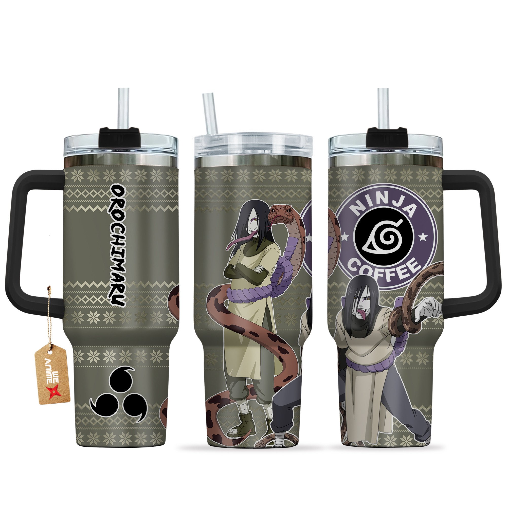 Orochimaru Naruto Anime Custom Stanley Quencher 40oz Stainless Steel Tumbler With Handle