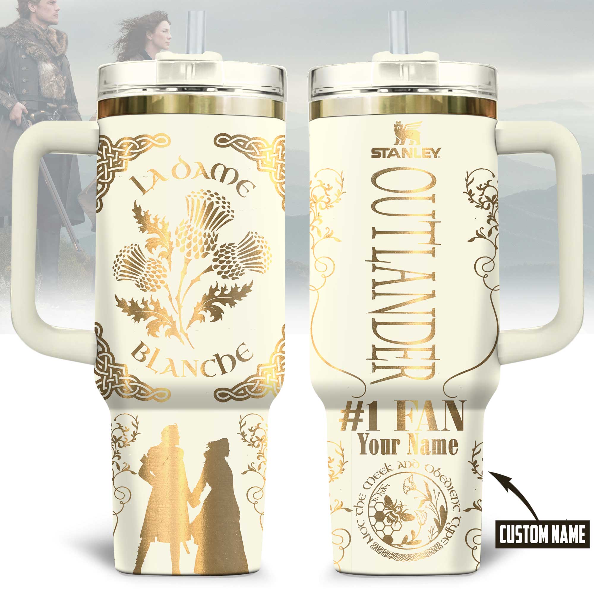 Outlander TV Series Custom Stanley Quencher 40oz Stainless Steel Tumbler With Handle