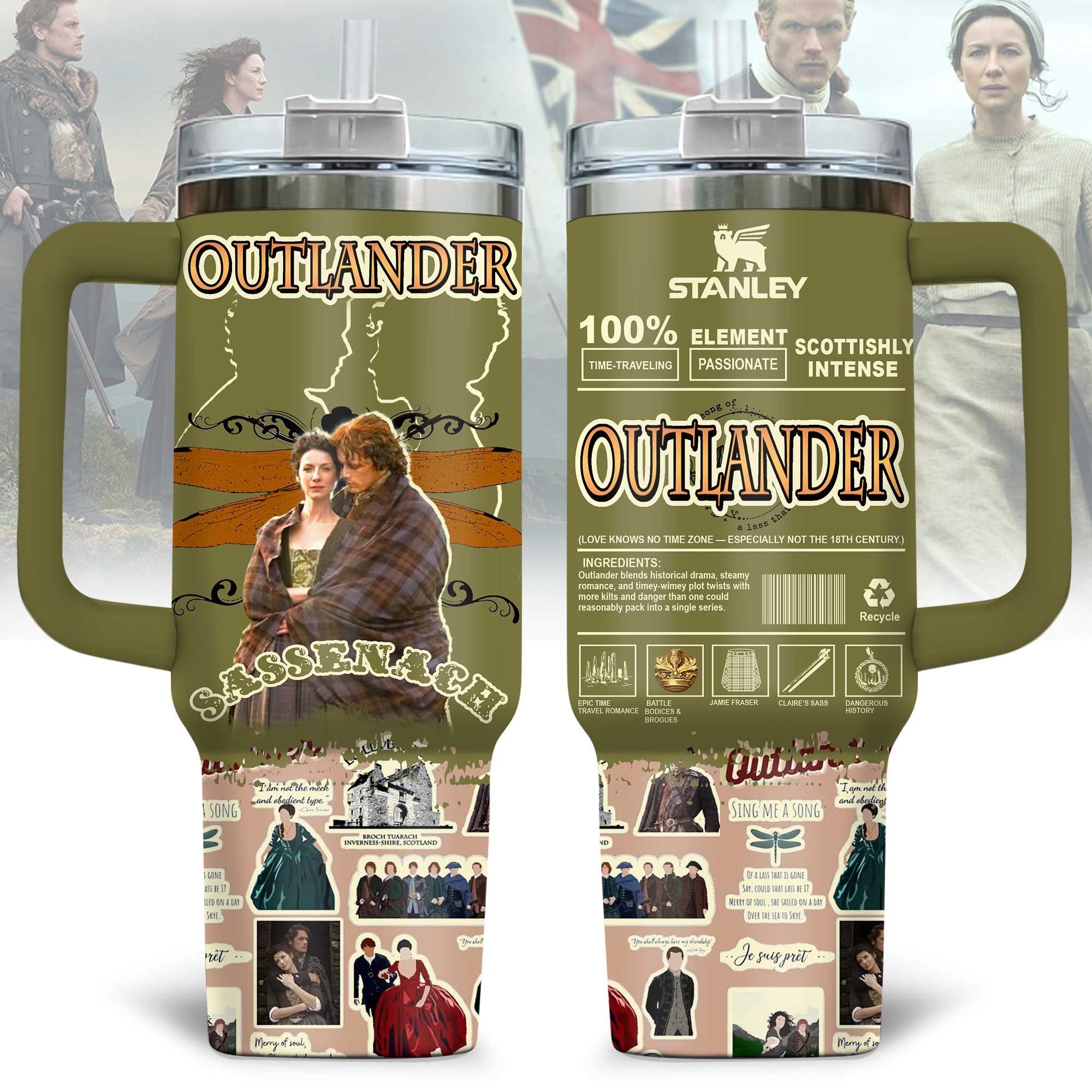 Outlander TV Series Custom Stanley Quencher 40oz Stainless Steel Tumbler With Handle