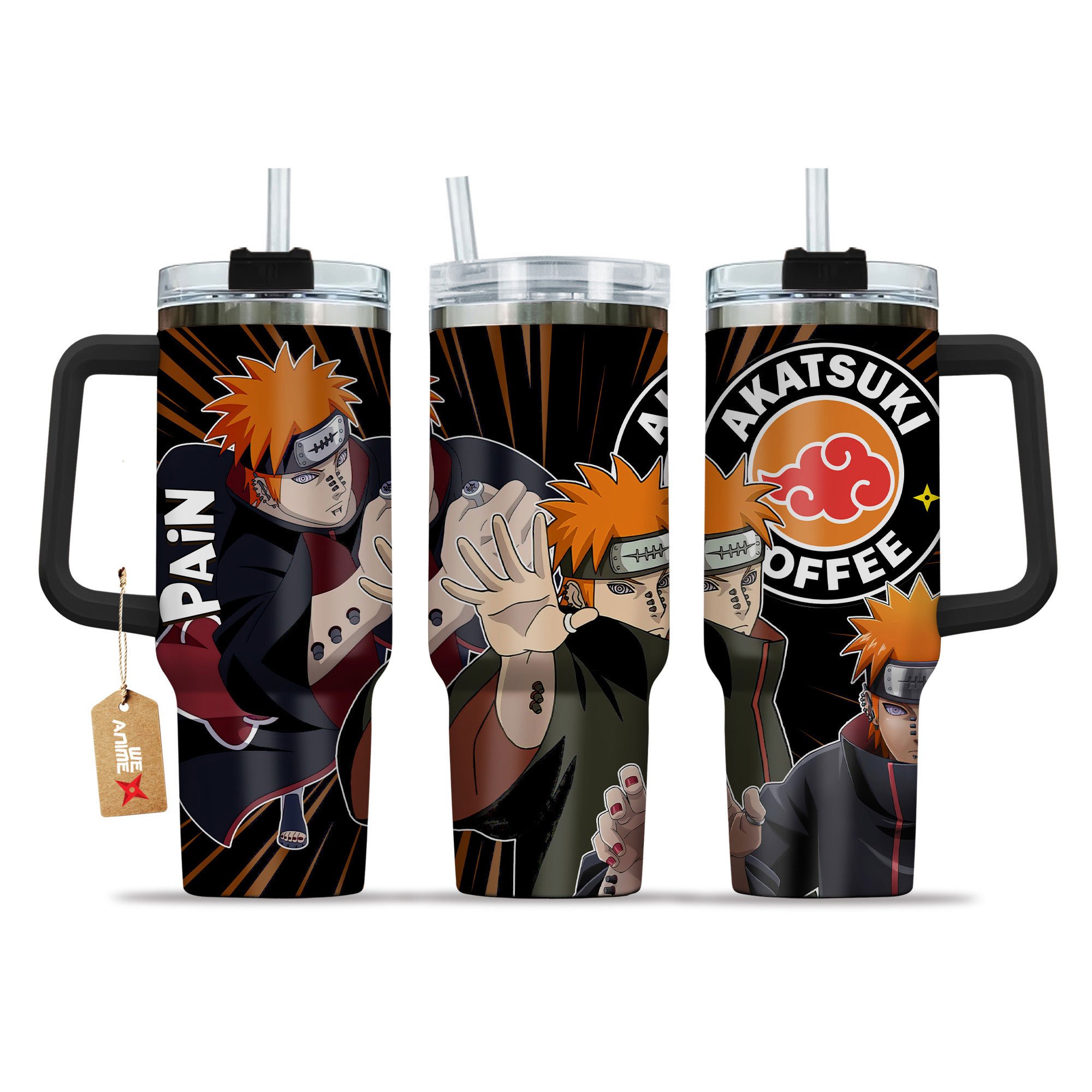Pain Naruto Anime Custom Stanley Quencher 40oz Stainless Steel Tumbler With Handle