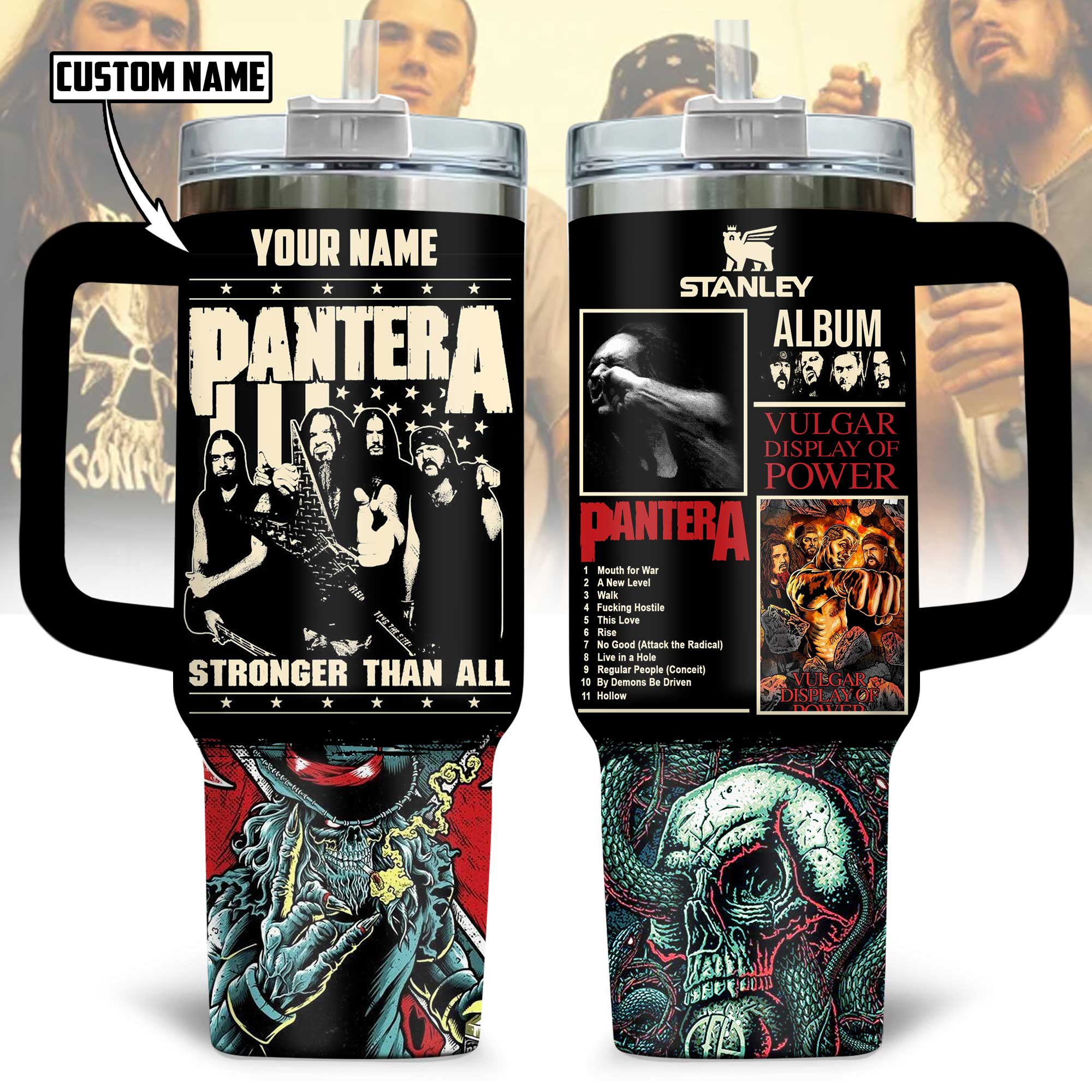Pantera Band Music Custom Stanley Quencher 40oz Stainless Steel Tumbler With Handle