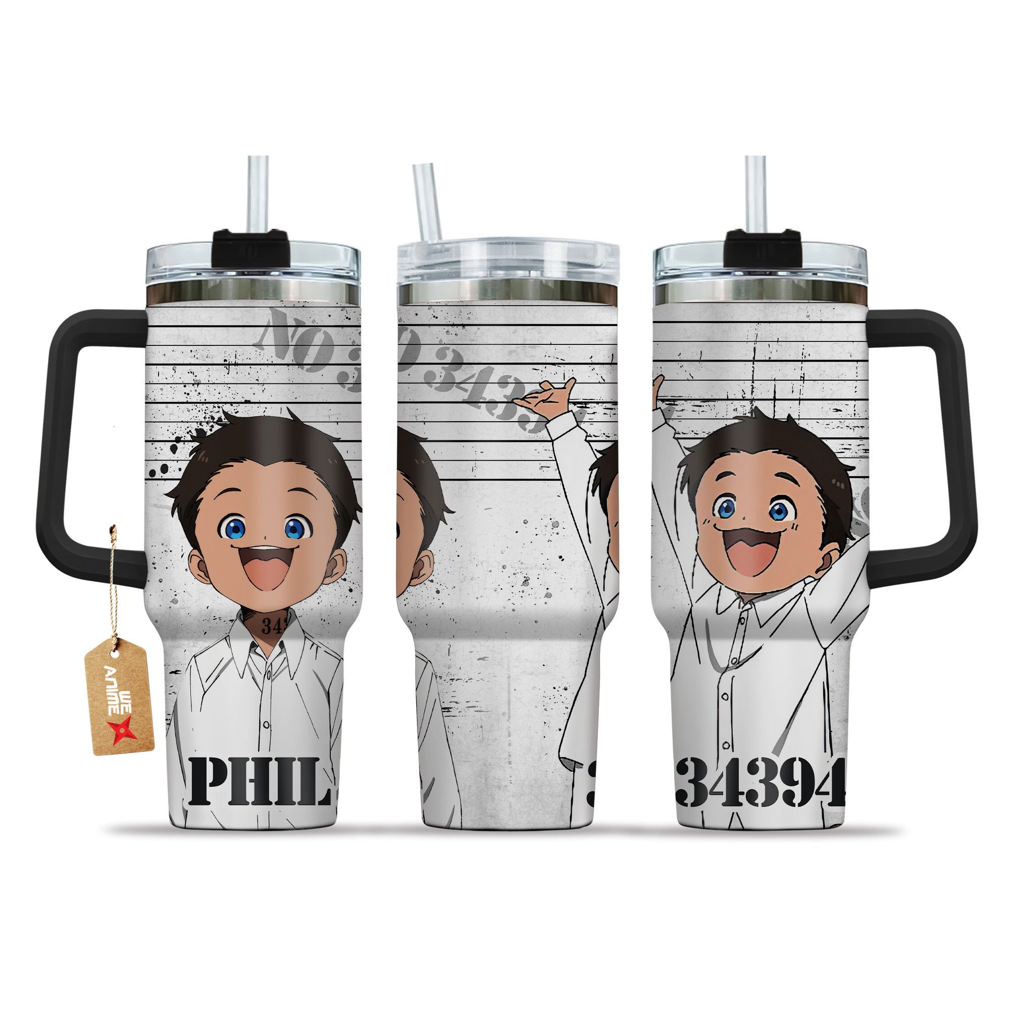 Phil The Promised Neverland Anime Custom Stanley Quencher 40oz Stainless Steel Tumbler With Handle