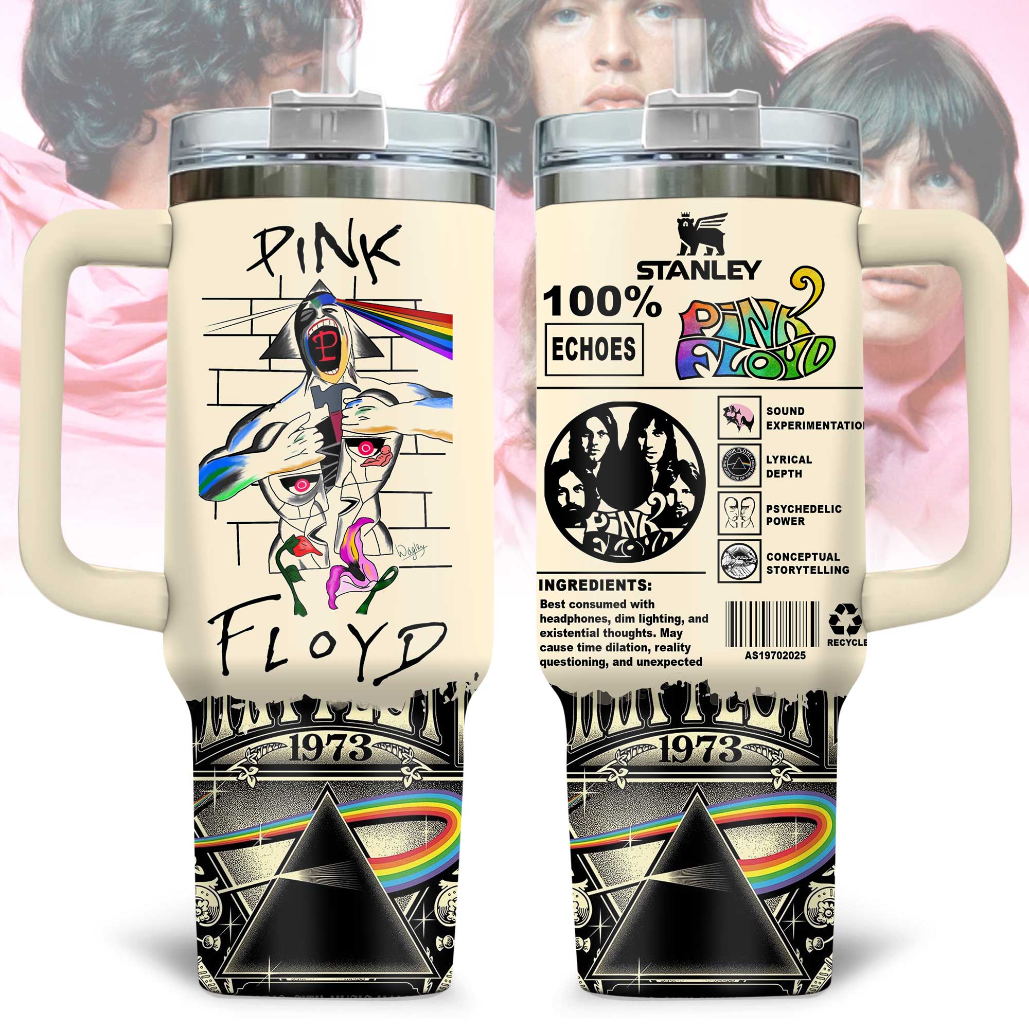 Pink Floyd Music Custom Stanley Quencher 40oz Stainless Steel Tumbler With Handle