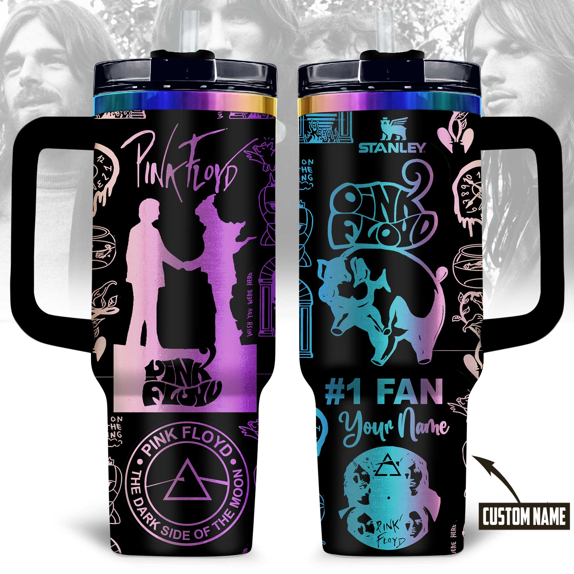 Pink Floyd Music Custom Stanley Quencher 40oz Stainless Steel Tumbler With Handle