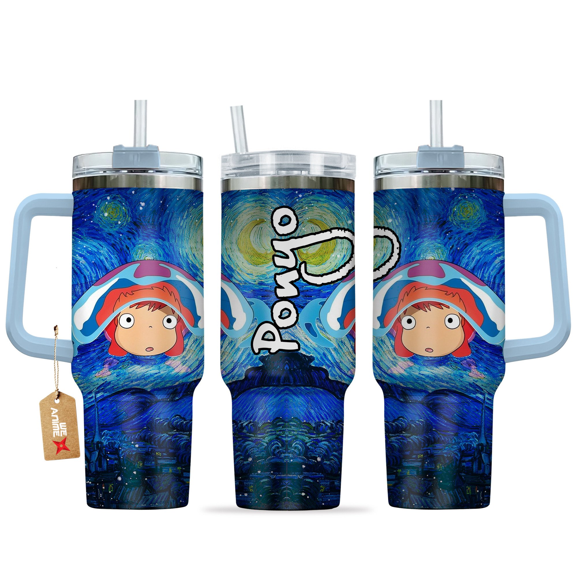 Ponyo Anime Custom Stanley Quencher 40oz Stainless Steel Tumbler With Handle