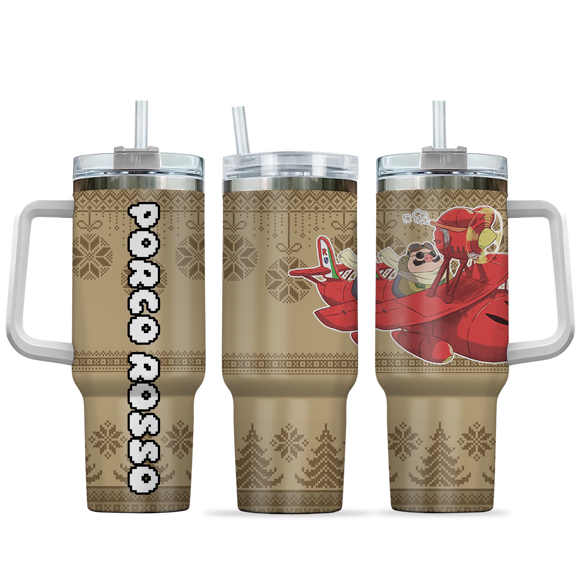 Porco Rosso Anime Custom Stanley Quencher 40oz Stainless Steel Tumbler With Handle