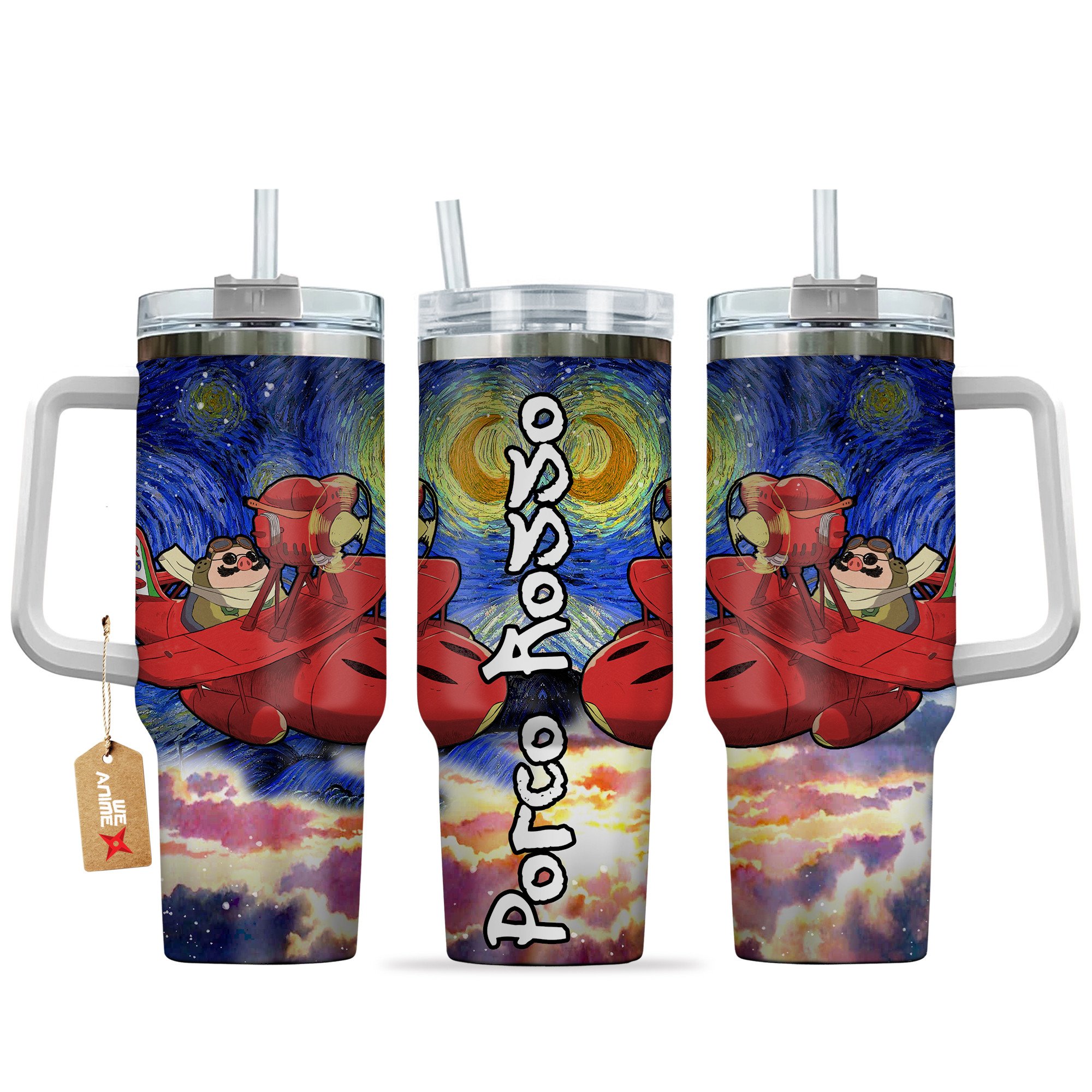Porco Rosso Anime Custom Stanley Quencher 40oz Stainless Steel Tumbler With Handle