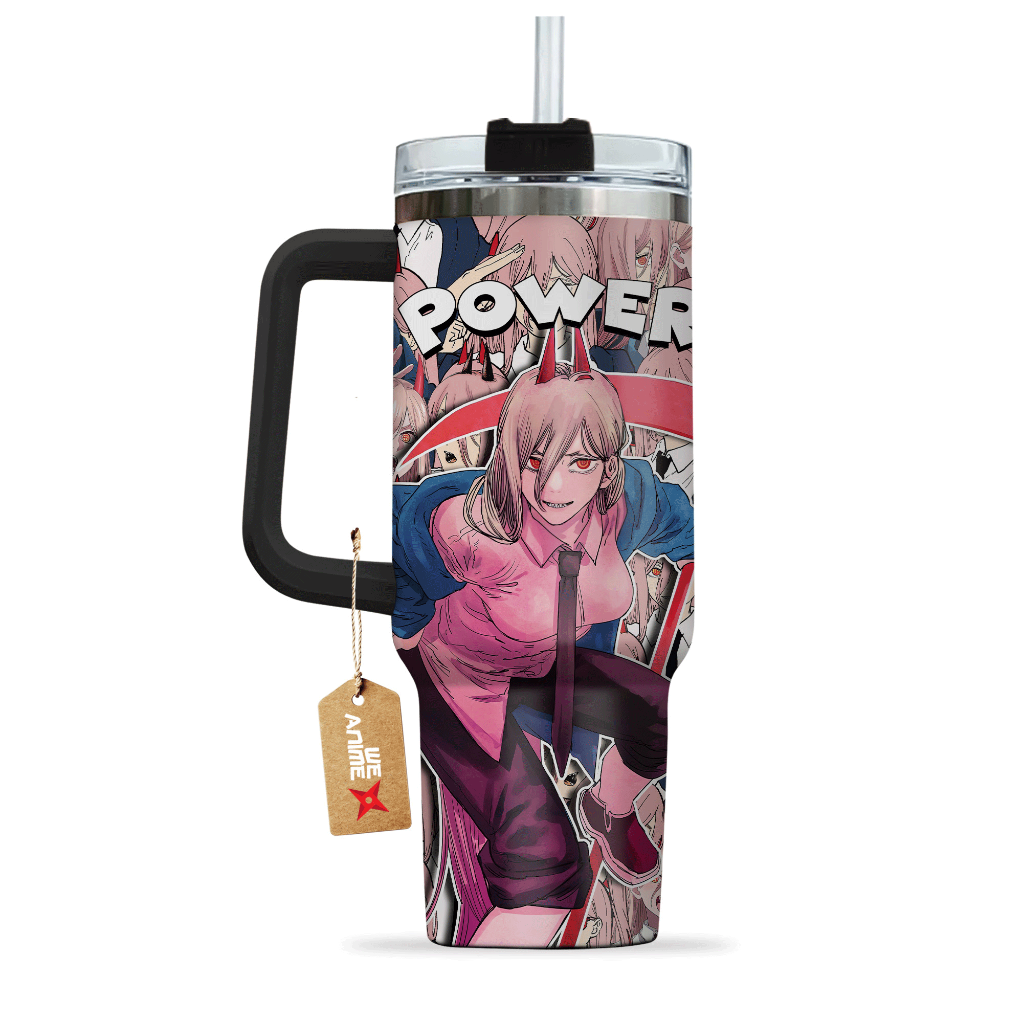 Power Chainsaw Man Anime Custom Stanley Quencher 40oz Stainless Steel Tumbler With Handle
