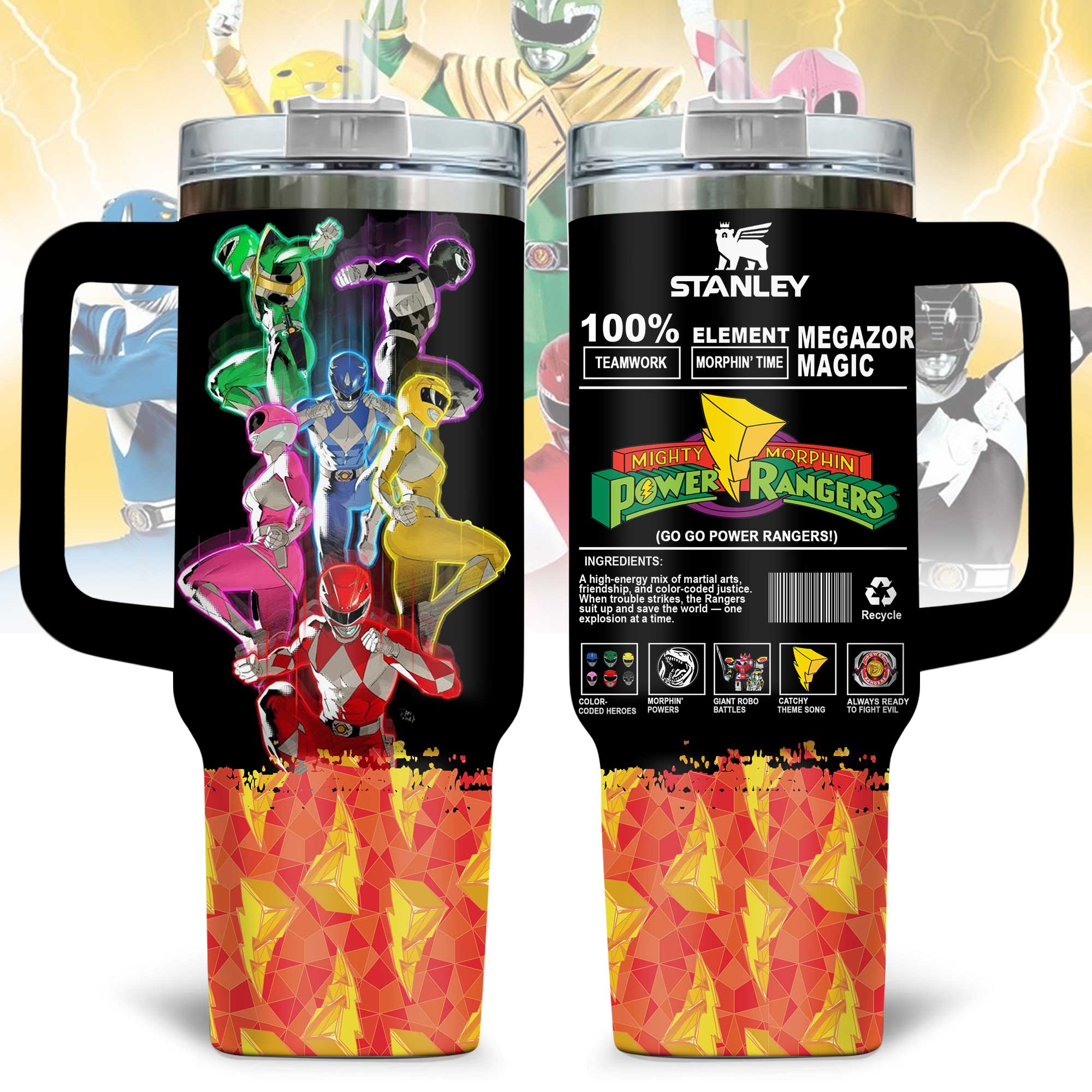 Power Rangers Movies Custom Stanley Quencher 40oz Stainless Steel Tumbler With Handle