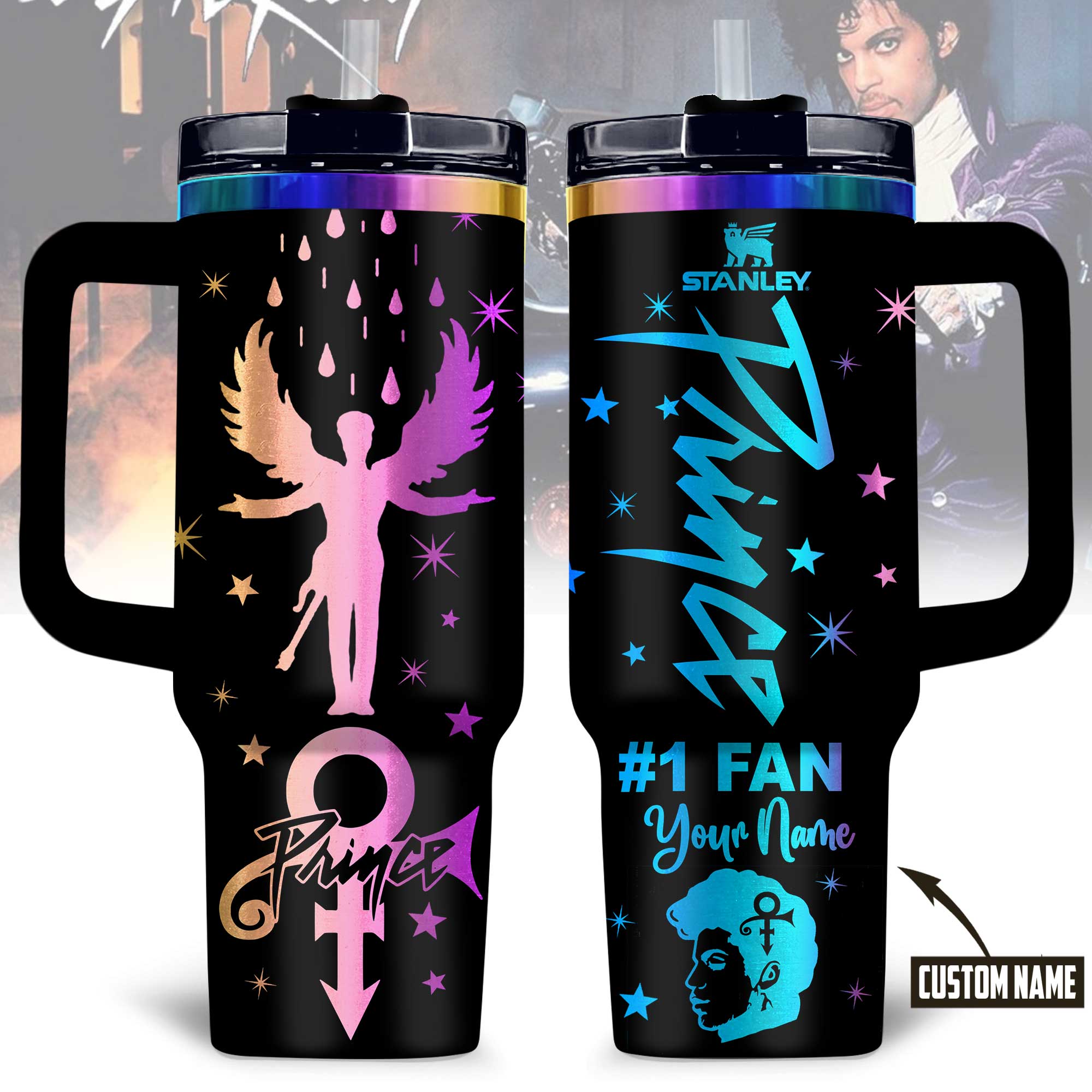 Prince Music Custom Stanley Quencher 40oz Stainless Steel Tumbler With Handle