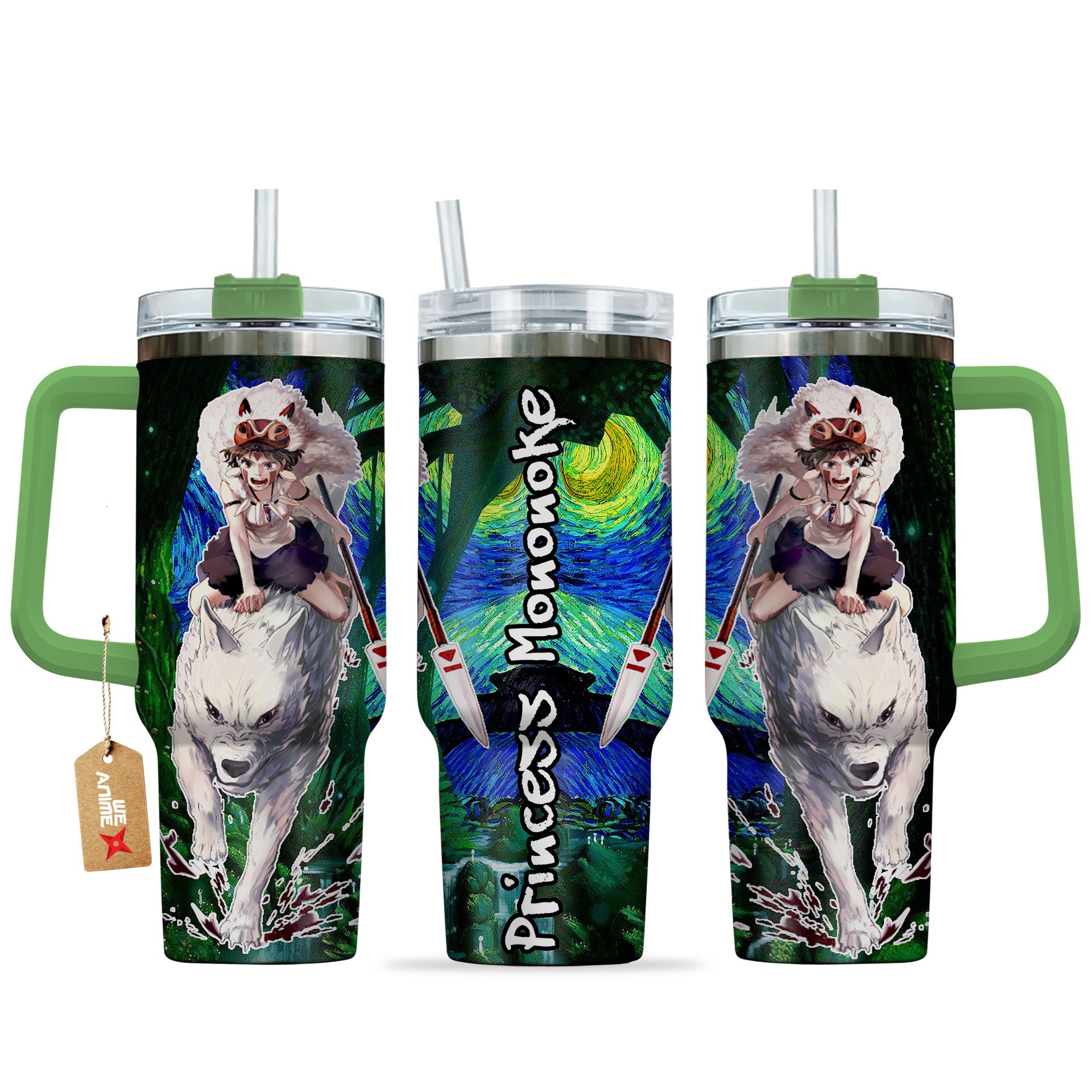 Princess Mononoke Anime Custom Stanley Quencher 40oz Stainless Steel Tumbler With Handle