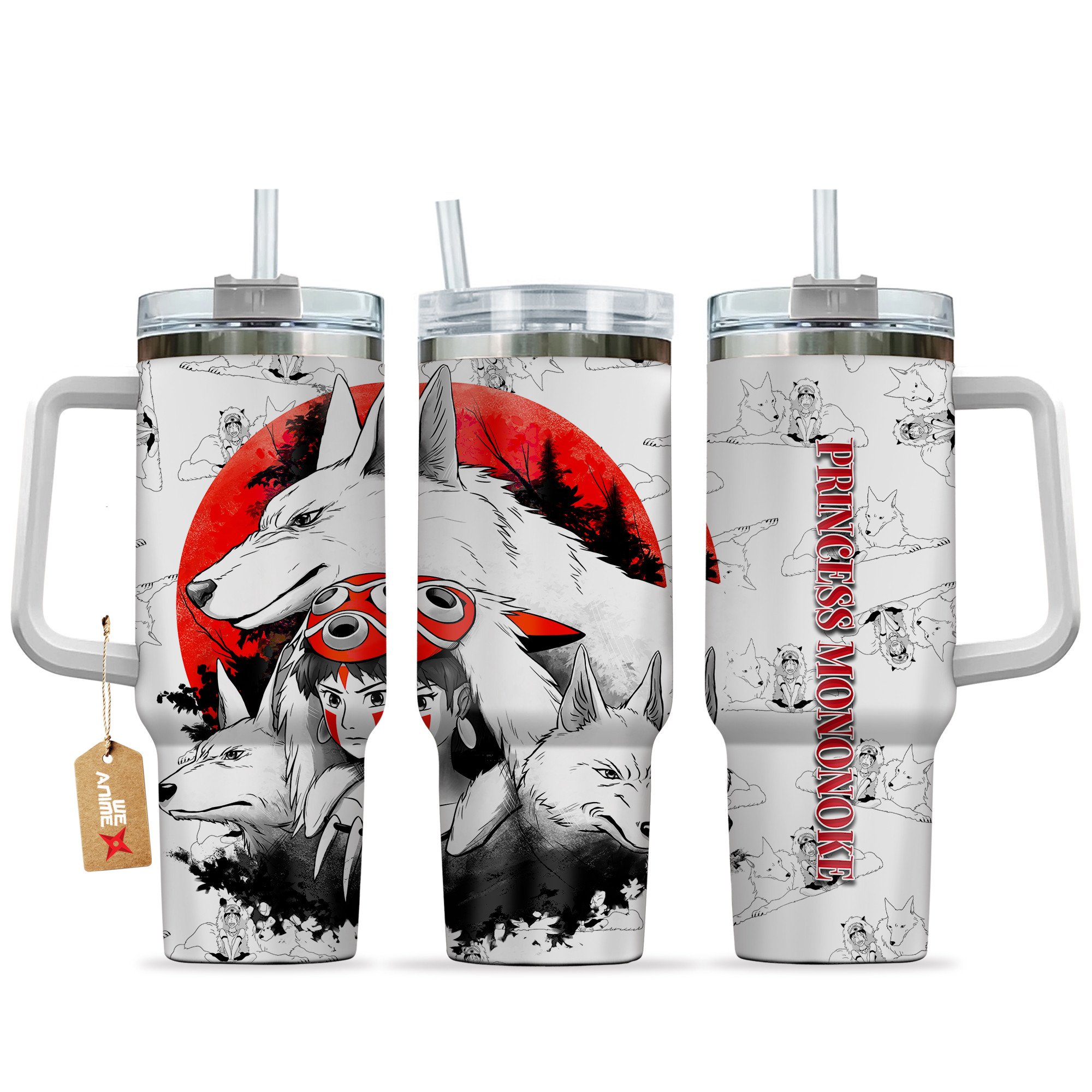 Princess Mononoke Anime Custom Stanley Quencher 40oz Stainless Steel Tumbler With Handle
