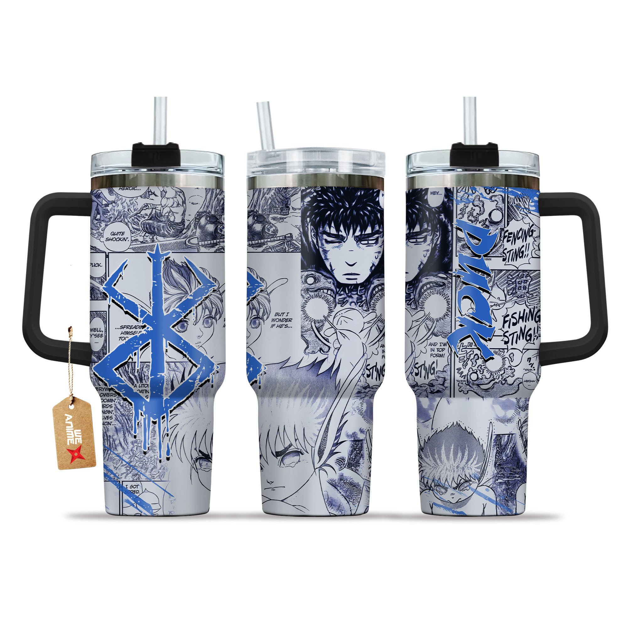 Puck Berserk Anime Custom Stanley Quencher 40oz Stainless Steel Tumbler With Handle