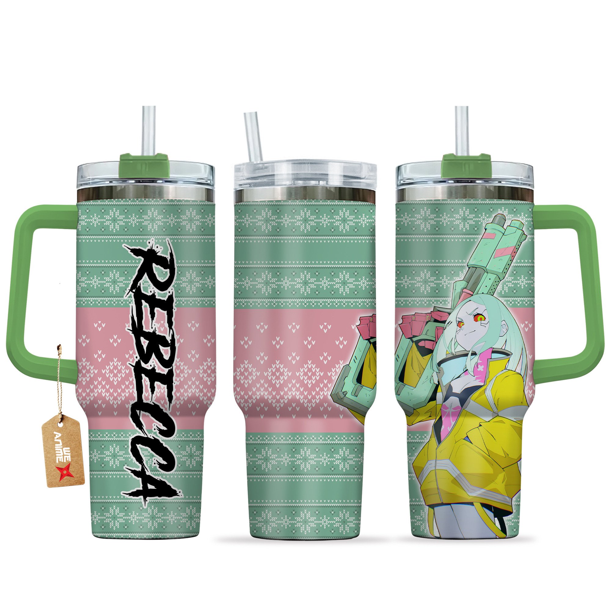Rebecca Cyberpunk Anime Custom Stanley Quencher 40oz Stainless Steel Tumbler With Handle