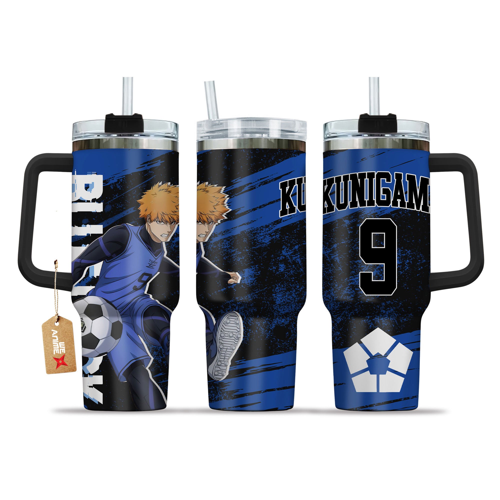 Rensuke Kunigami 9 Blue Lock Anime Custom Stanley Quencher 40oz Stainless Steel Tumbler With Handle
