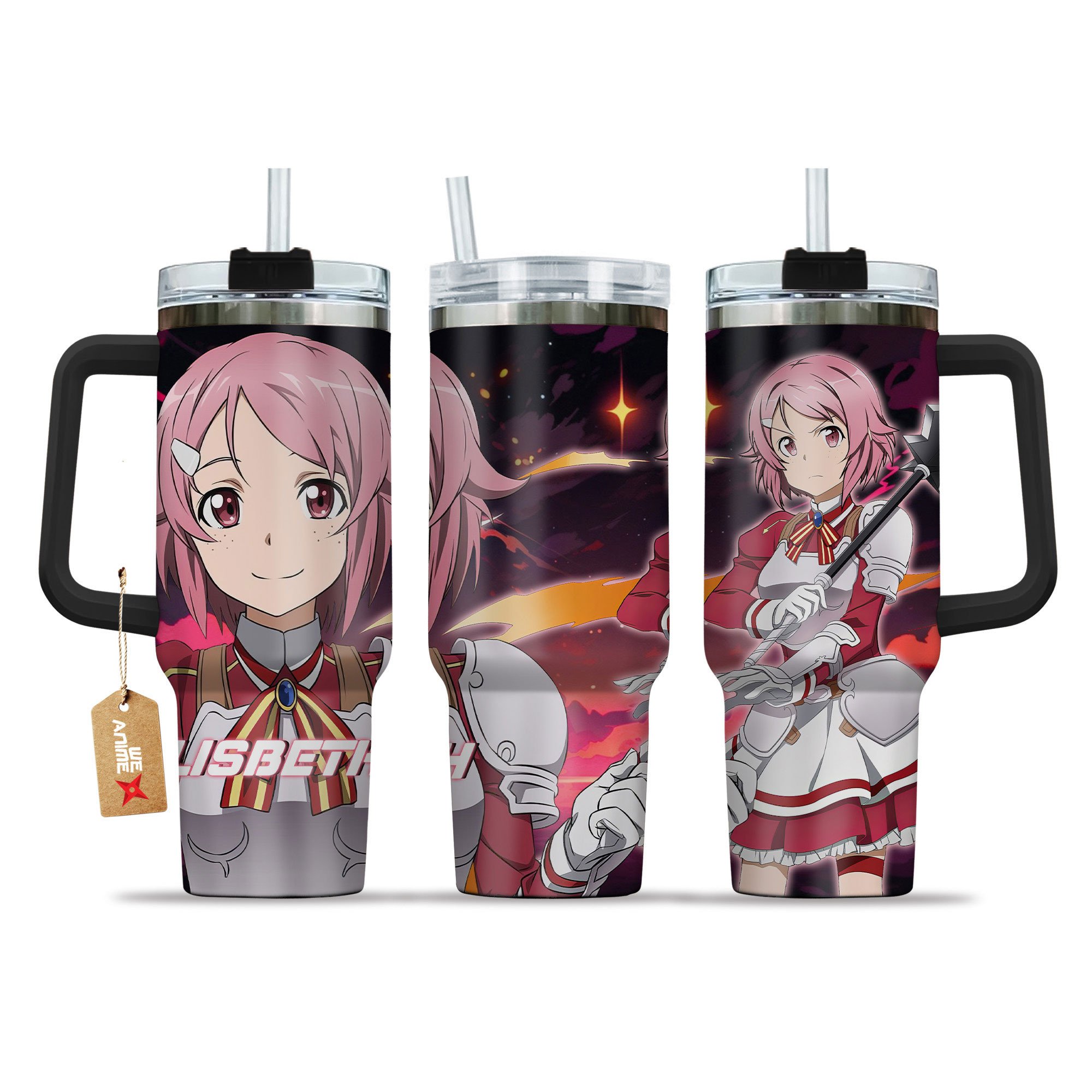 Rika Shinozaki (Lisbeth) Sword Art Online Anime Custom Stanley Quencher 40oz Stainless Steel Tumbler With Handle