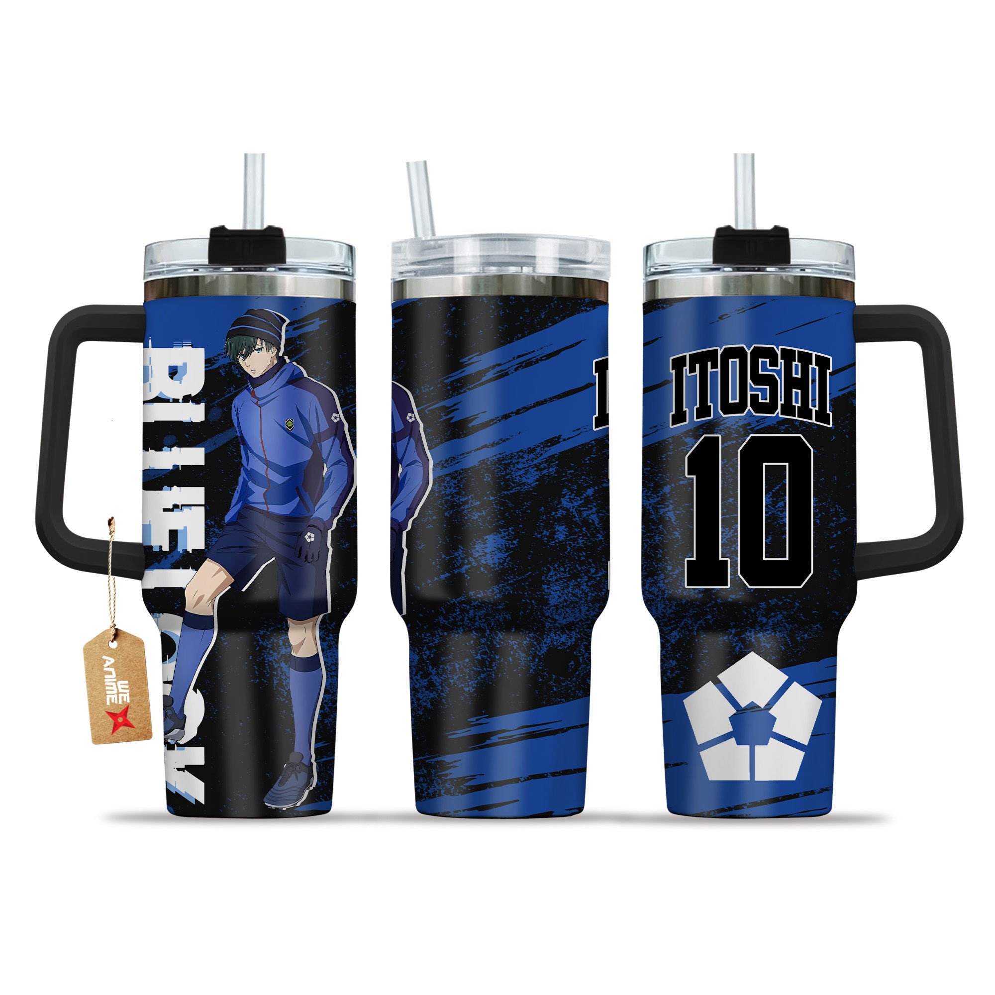 Rin Itoshi 10 Blue Lock Anime Custom Stanley Quencher 40oz Stainless Steel Tumbler With Handle