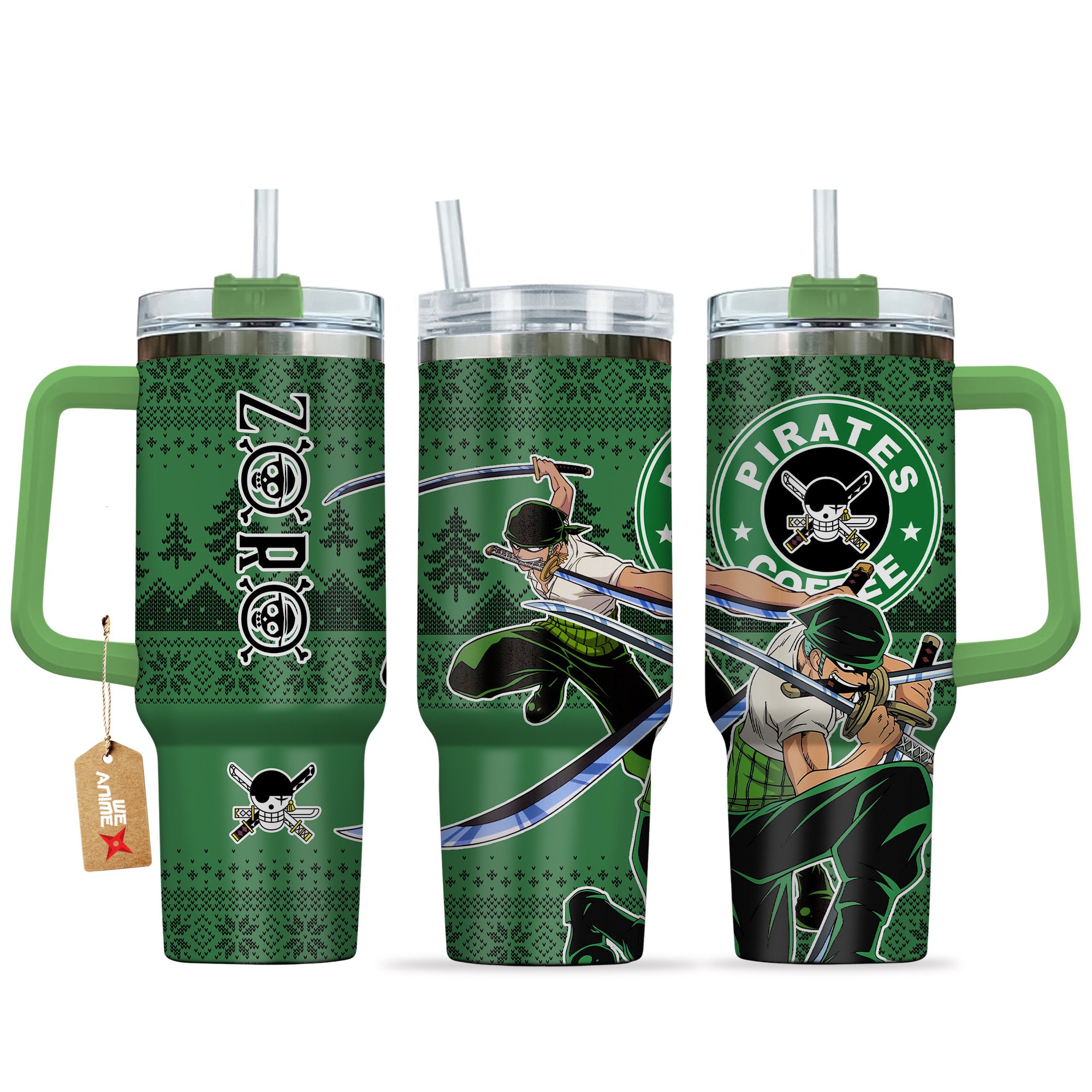 Roronoa Zoro One Piece Anime Custom Stanley Quencher 40oz Stainless Steel Tumbler With Handle