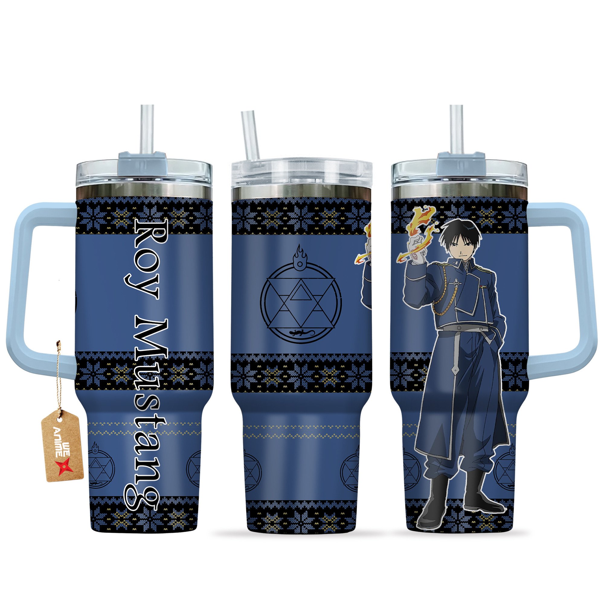 Roy Mustang Fullmetal Alchemist Anime Custom Stanley Quencher 40oz Stainless Steel Tumbler With Handle