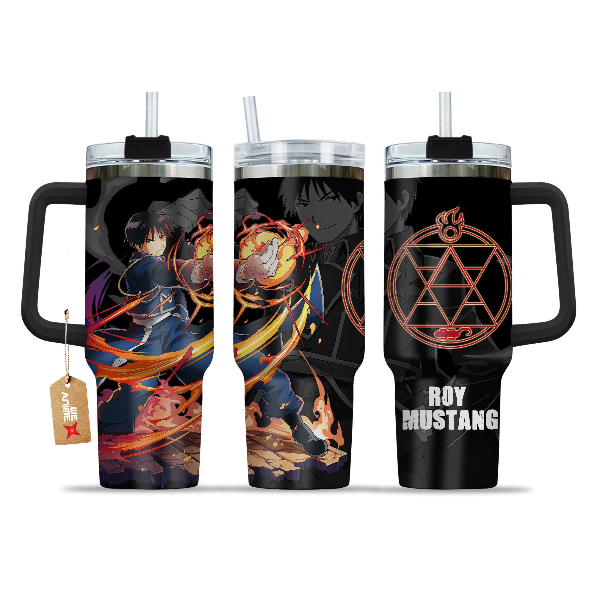 Roy Mustang Fullmetal Alchemist Anime Custom Stanley Quencher 40oz Stainless Steel Tumbler With Handle