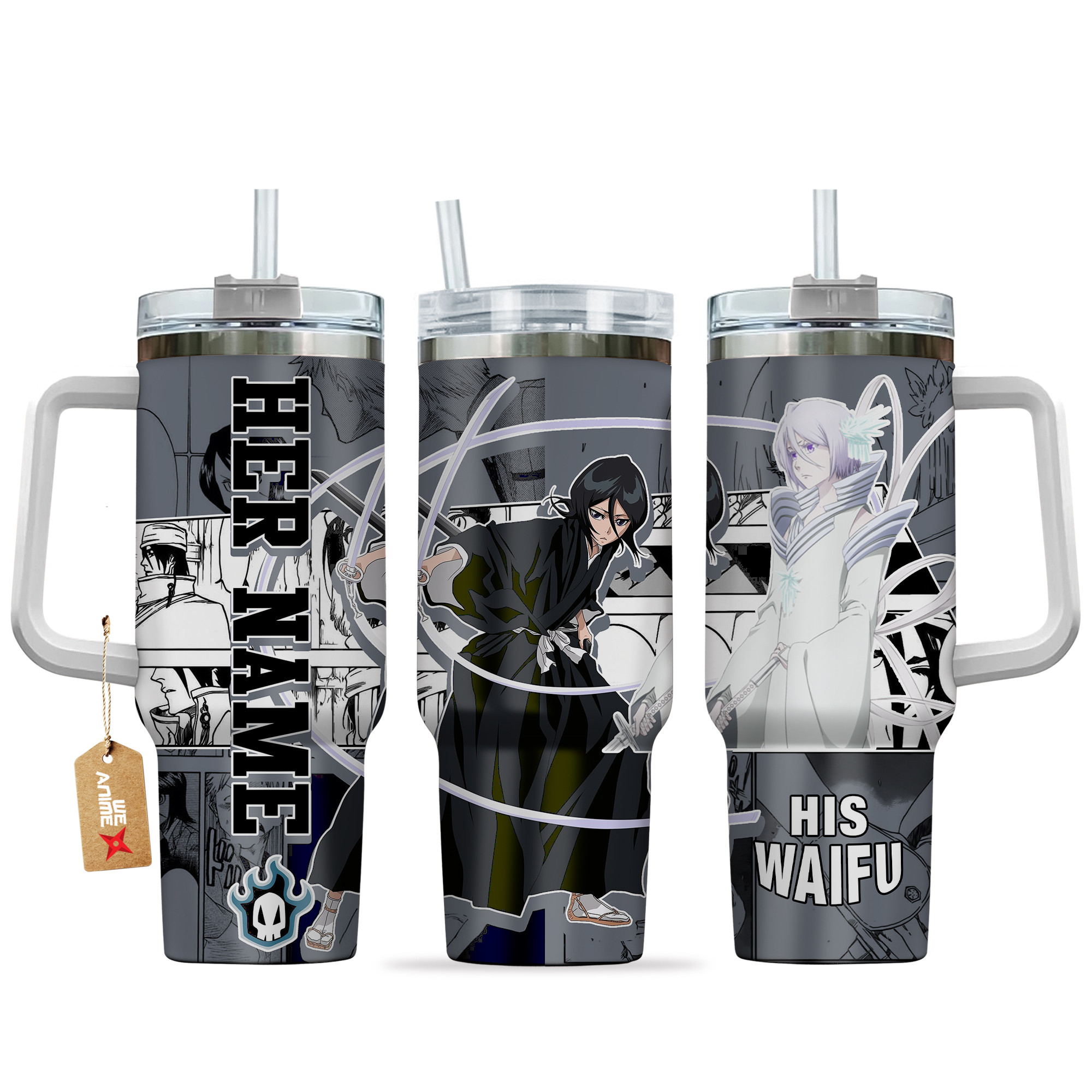 Rukia Kuchiki Bleach Anime Custom Stanley Quencher 40oz Stainless Steel Tumbler With Handle