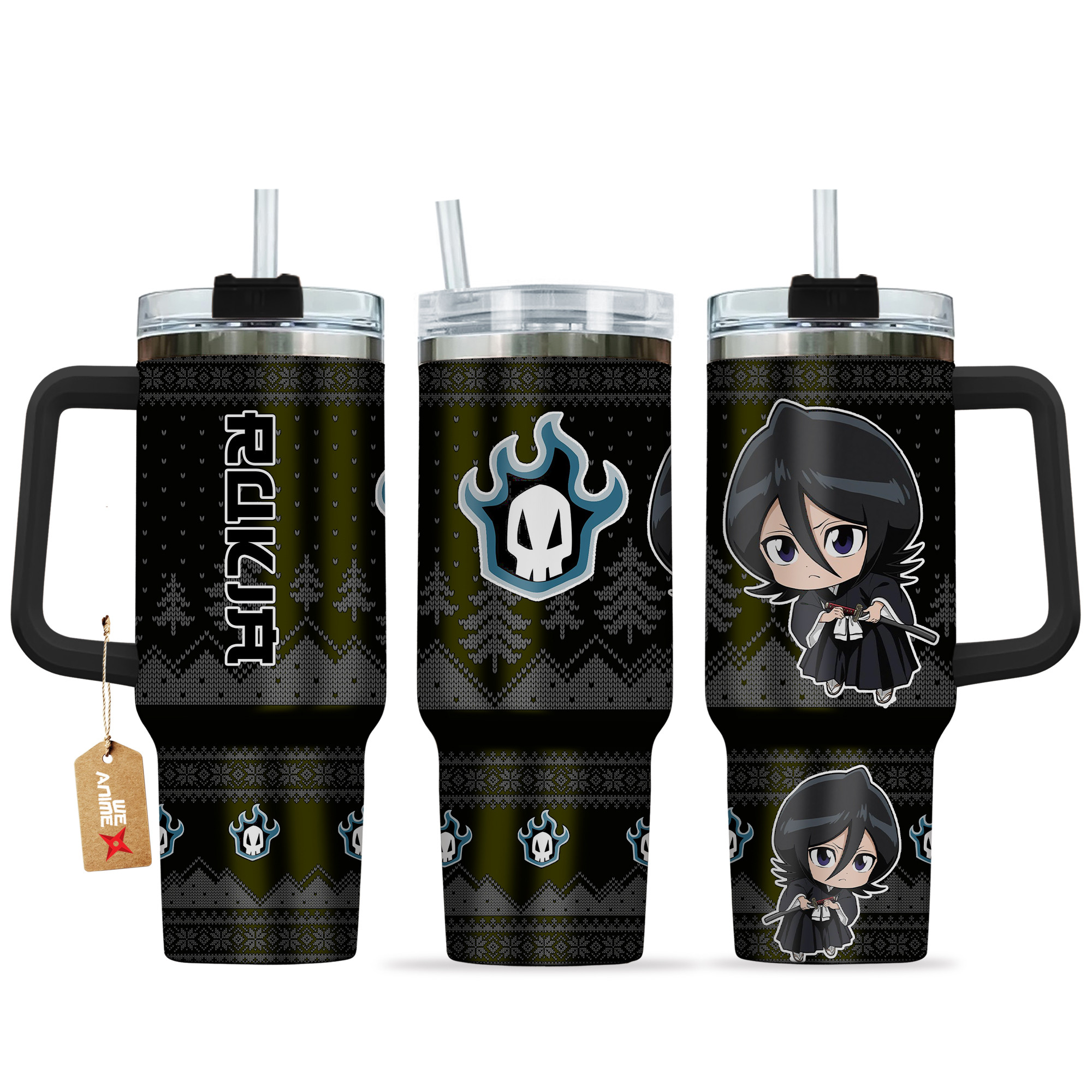 Rukia Kuchiki Bleach Anime Custom Stanley Quencher 40oz Stainless Steel Tumbler With Handle