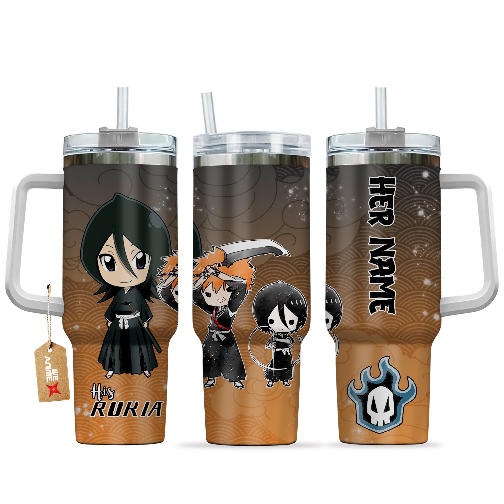 Rukia Kuchiki Bleach Anime Valentine Custom Stanley Quencher 40oz Stainless Steel Tumbler With Handle