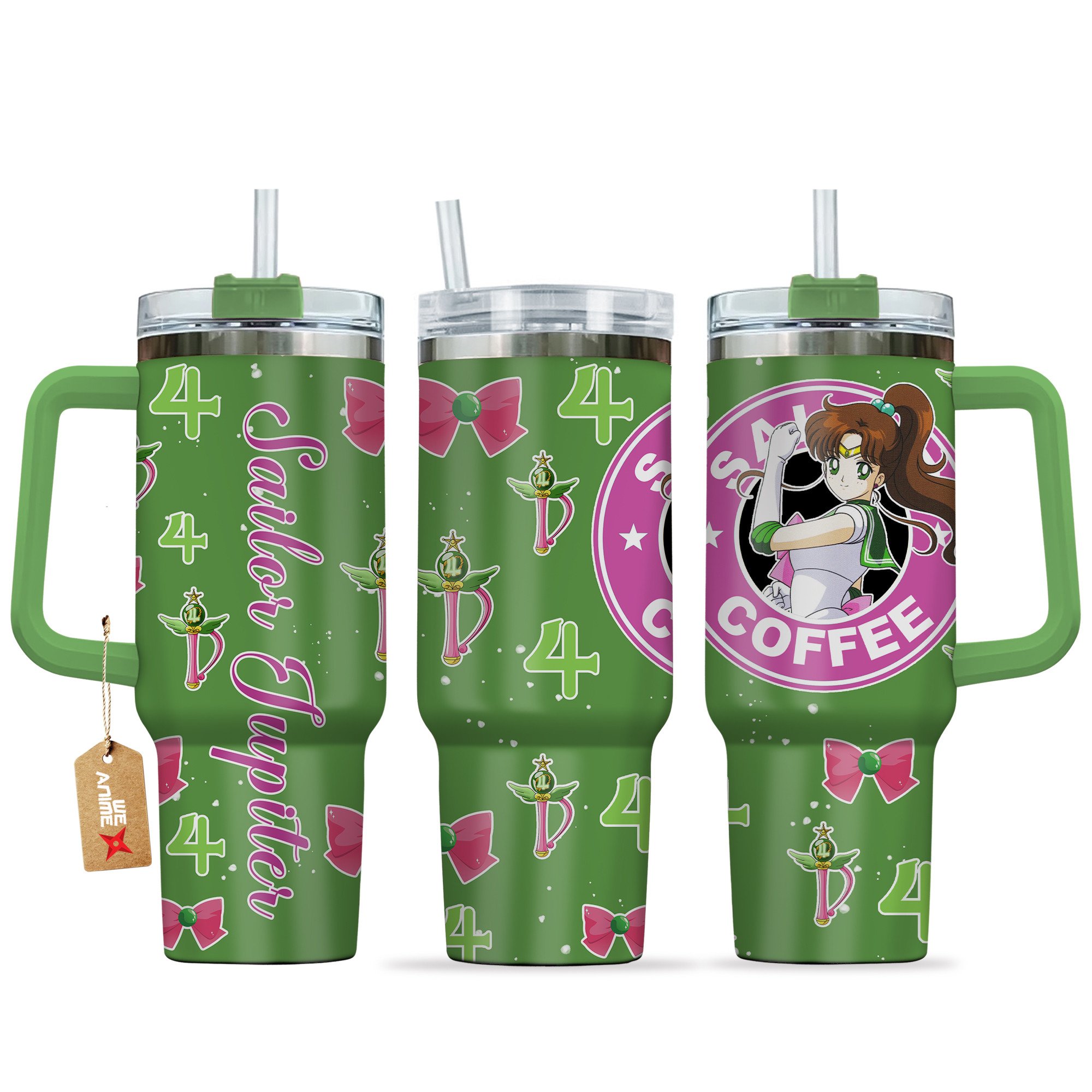 Sailor Jupiter Sailor Moon Anime Custom Stanley Quencher 40oz Stainless Steel Tumbler With Handle