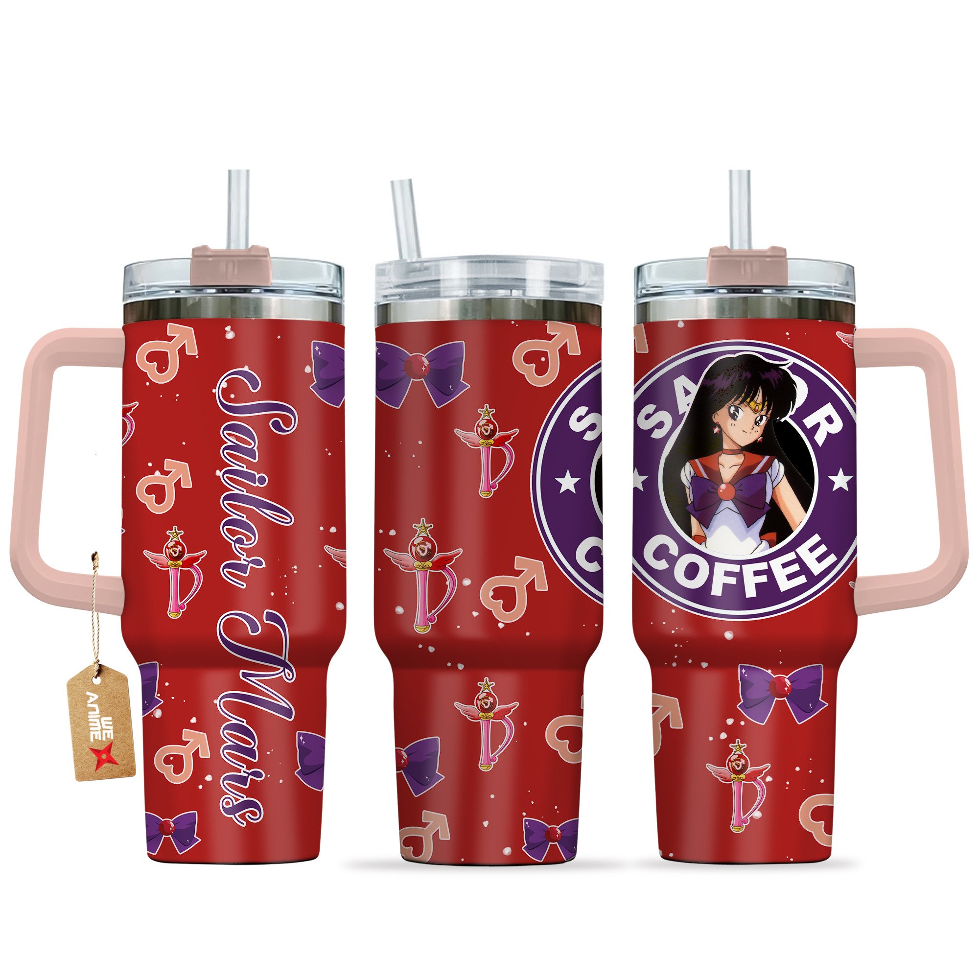 Sailor Mars Sailor Moon Anime Custom Stanley Quencher 40oz Stainless Steel Tumbler With Handle