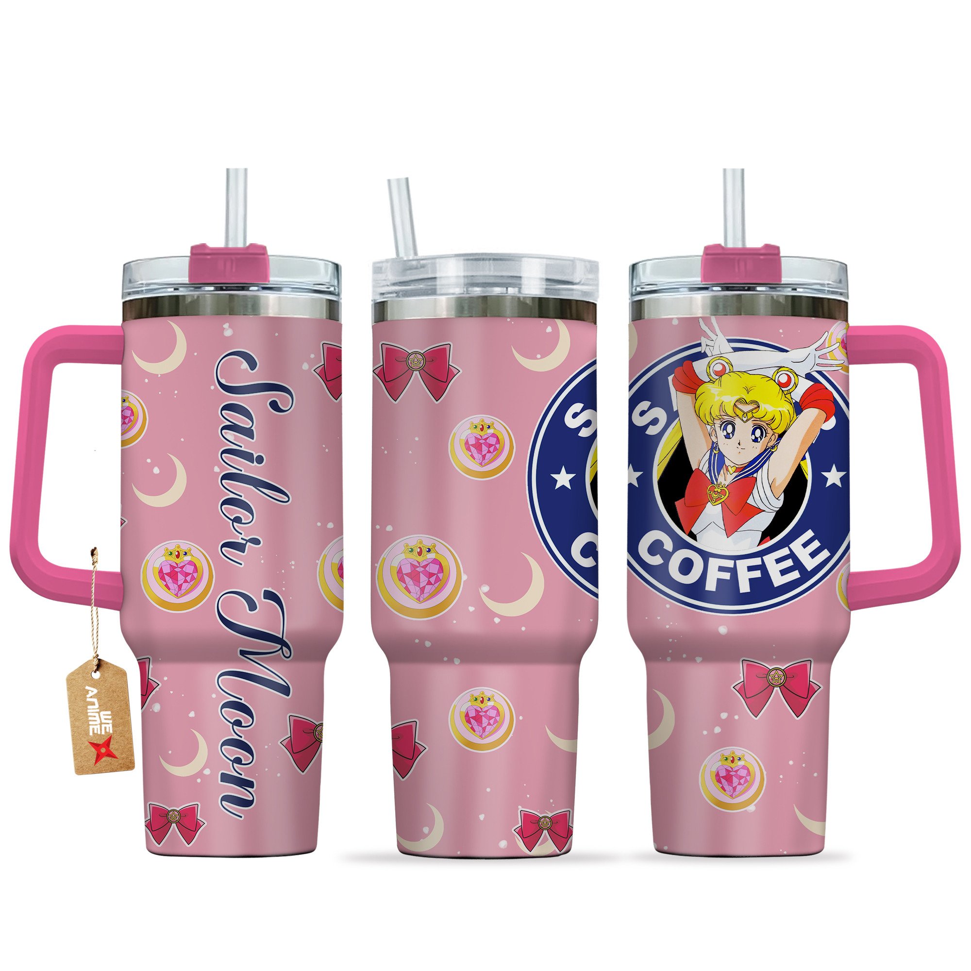 Sailor Moon Sailor Moon Anime Custom Stanley Quencher 40oz Stainless Steel Tumbler With Handle